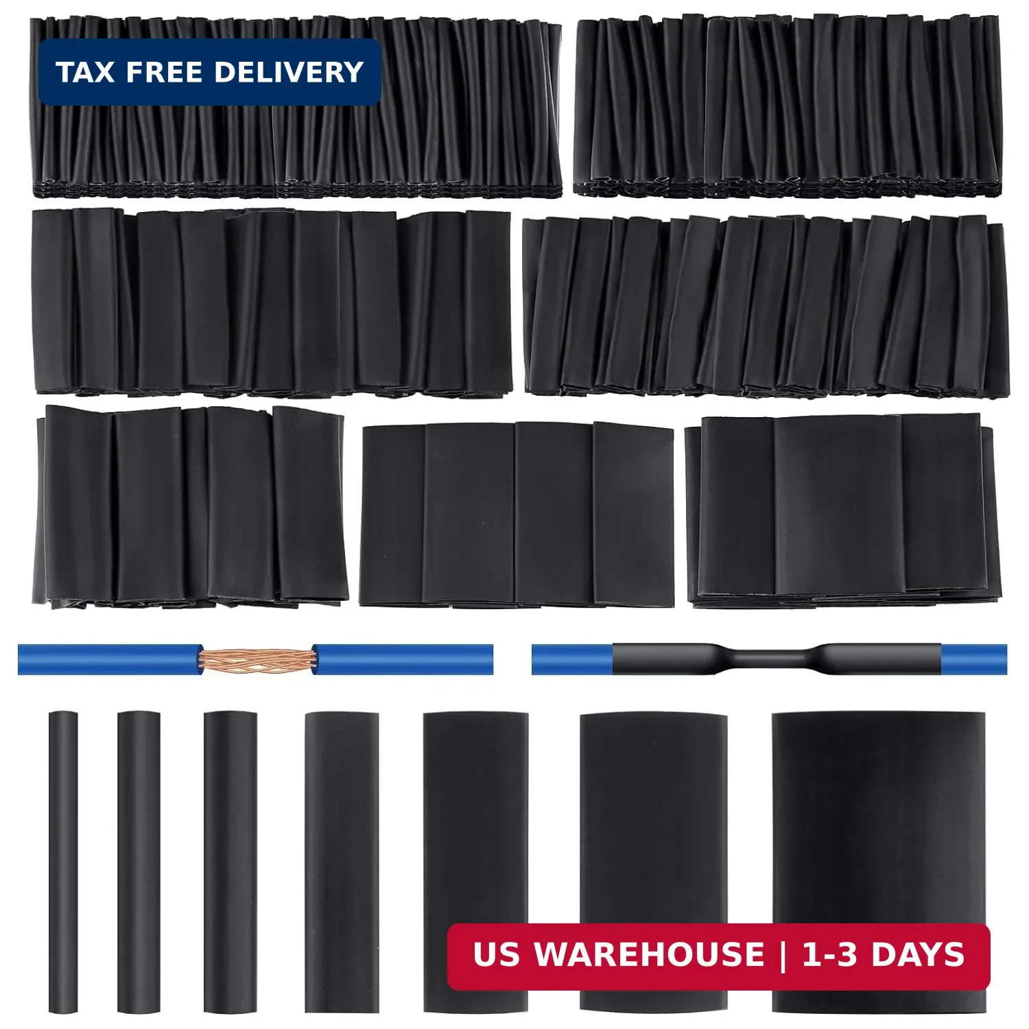 420 pcs Heat Shrink Tubing Kit, 3:1 Ratio Adhesive Lined, 7 Sizes Marine Wire Sh