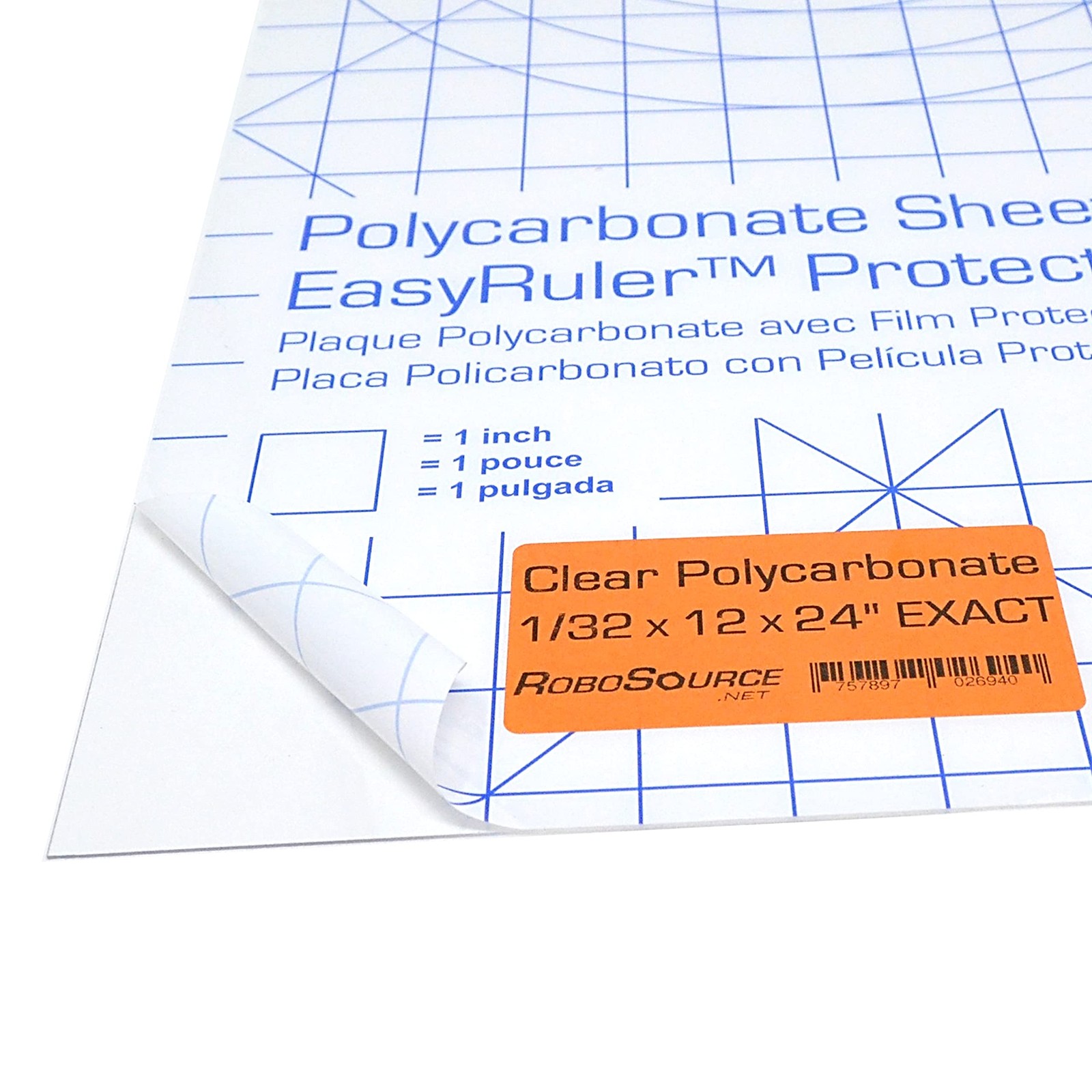 Polycarbonate Clear Plastic Sheet 12 X 24 X 0.030 1/32 Exact with EasyRuler F…
