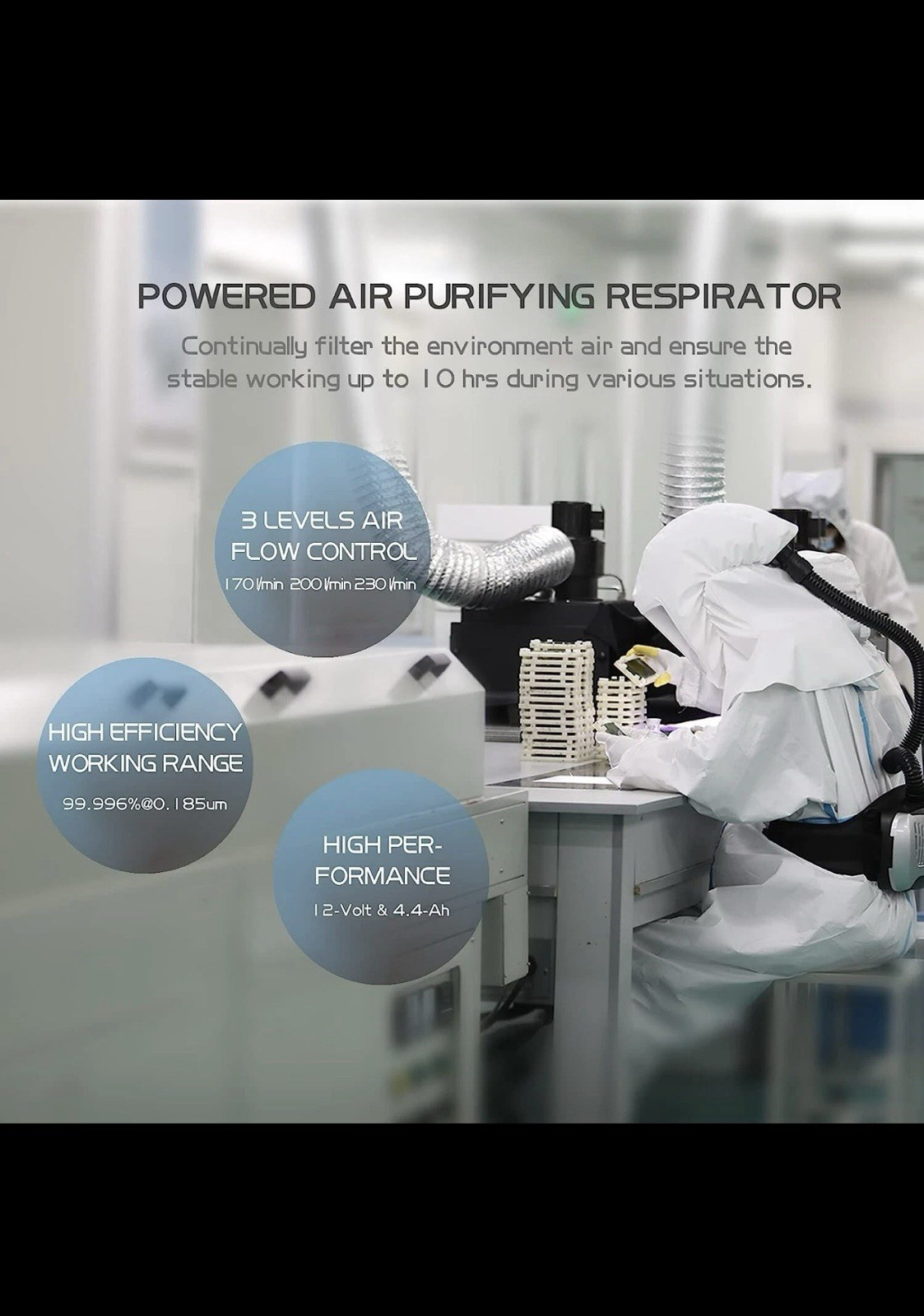 NEW SHINE Air Purifying Respirator, NIOSH Approved 3 Levels Airflow Control