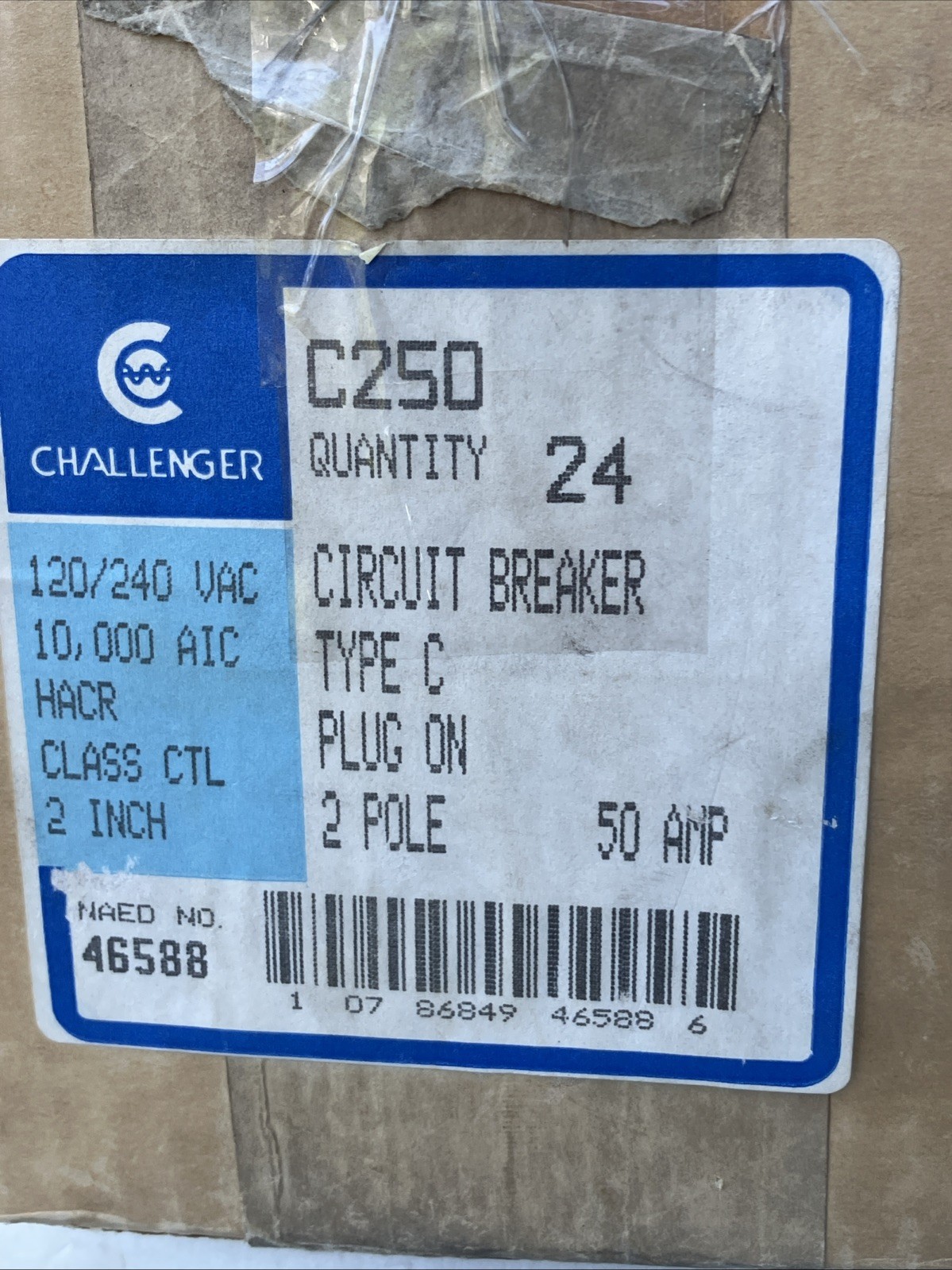 Challenger (GTE Sylvania) C250 BR250 2 Pole 50 Amp Circuit Breaker 240 Volt NEW