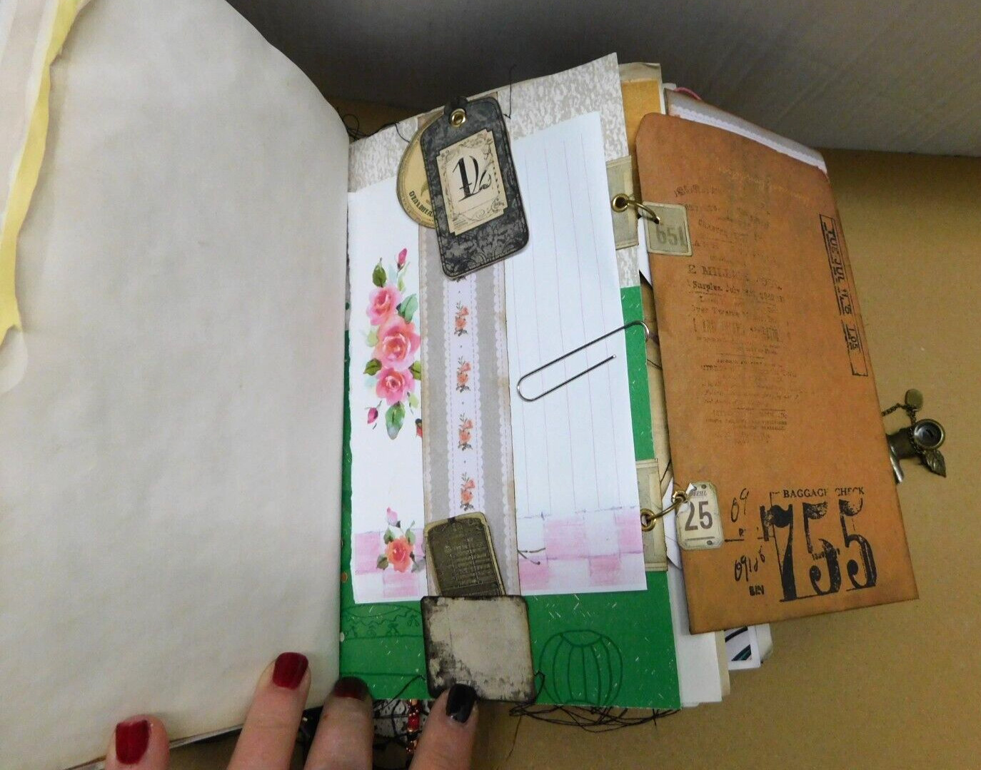Junk Journal Handmade Chunky Vintage Style Handmade Hardcover /Ephemera Biege