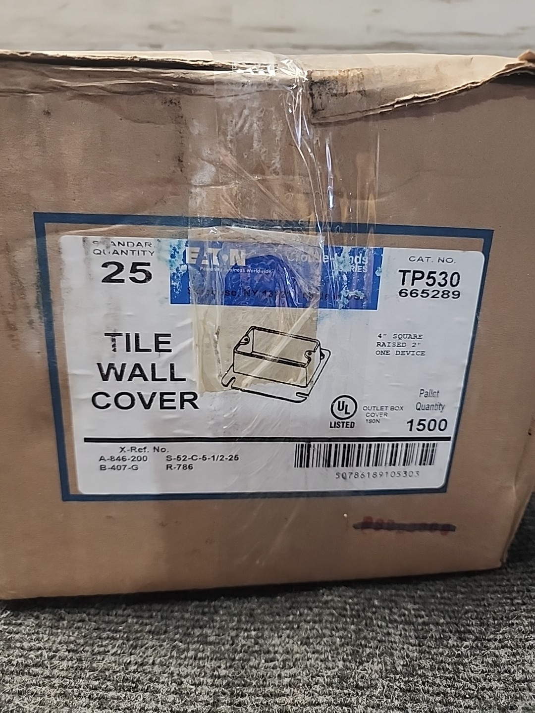 25x Crouse-Hinds TP530 4″ Tile Wall Square Cover Raised Surface One Device