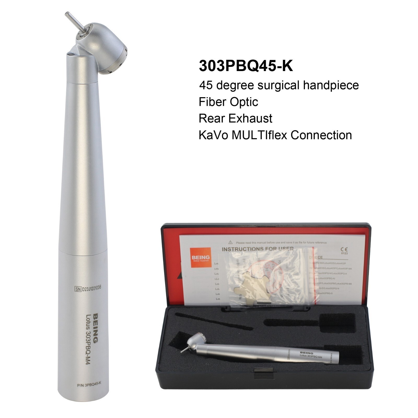 BEING Dental 45° Angle Surgical Handpiece Fiber Optic Fit Kavo Multiflex NSK PTL