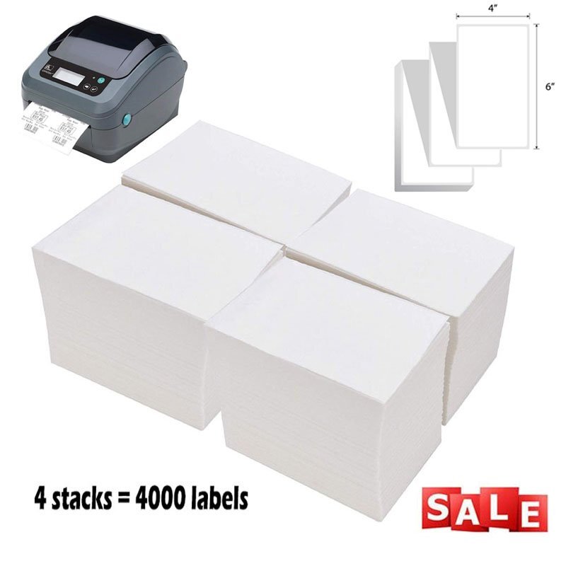 4000 Fanfold 4×6 Direct Thermal Shipping Labels 4 Stacks for Zebra Eltron 2844