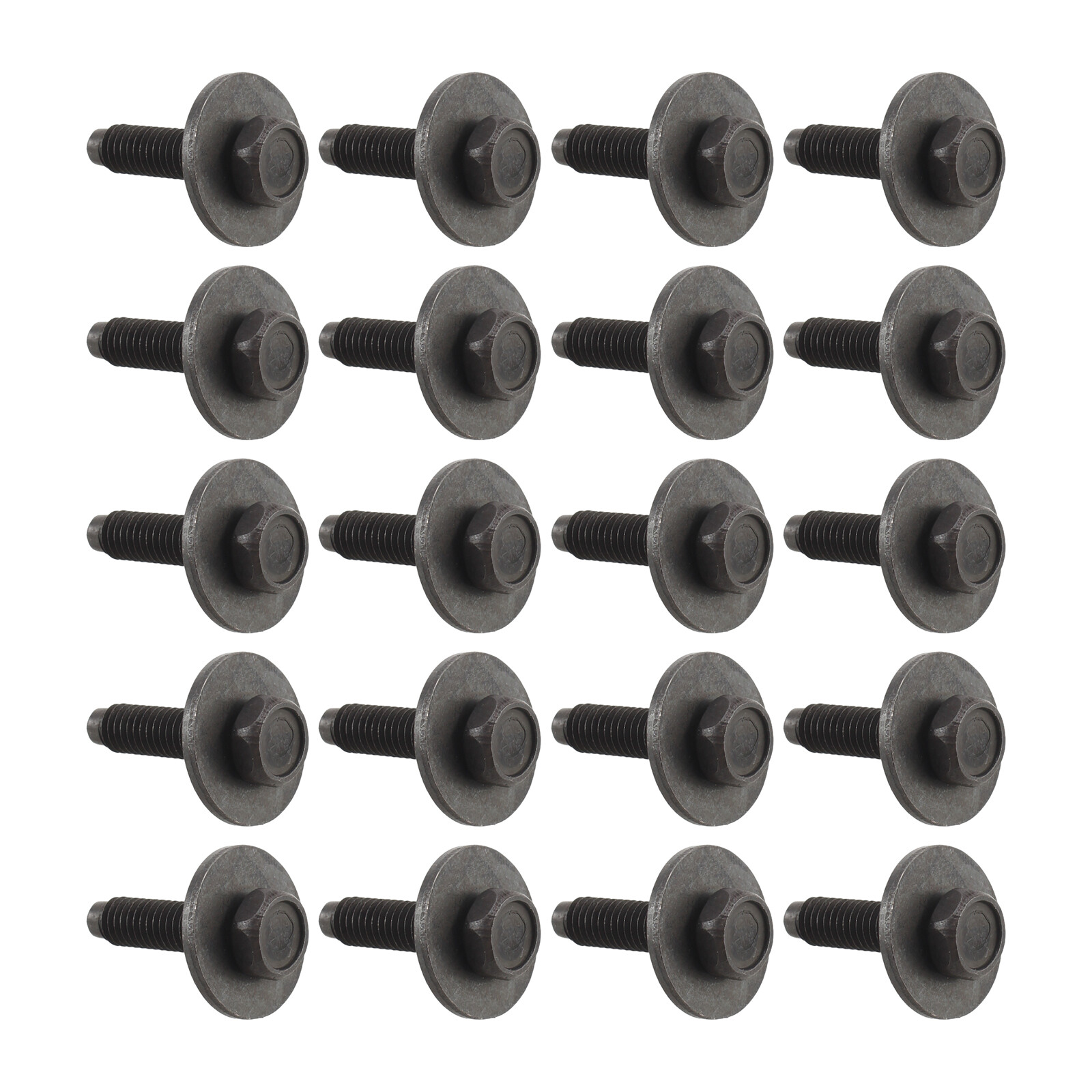 M6-1.0 x 20mm Flanged Hex Head Bolts Flange Screws Black Oxide Finish – 20Pcs