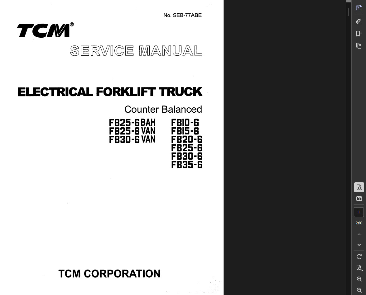 TCM FB30-6VAN FORKLIFT SERVICE REPAIR SHOP PARTS MANUALS PDF ON USB