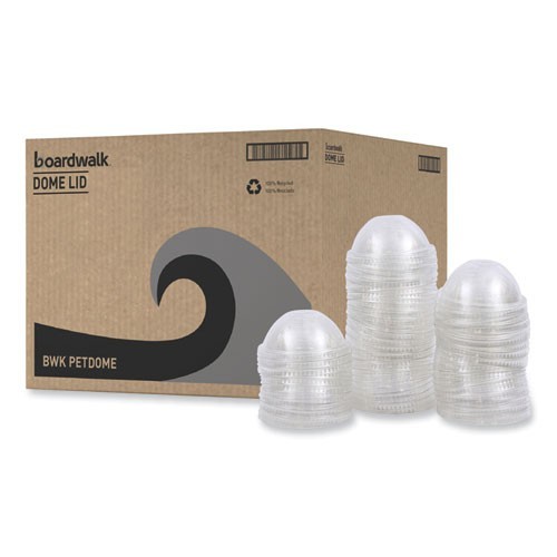 Boardwalk PET Cold Cup Dome Lids, Fits 14-24 oz Cups, 100/Sleeve, 10 Sleeves/CT