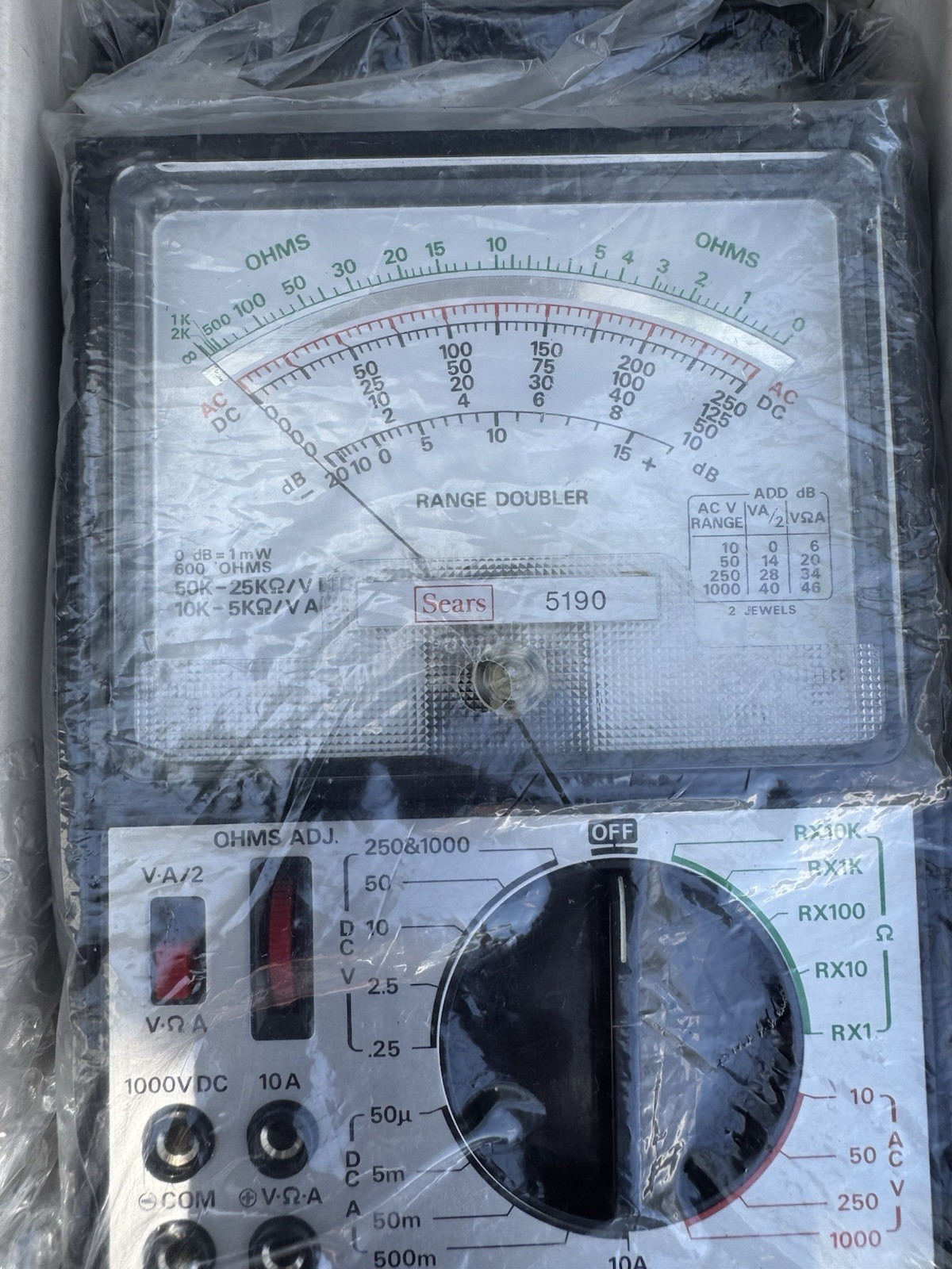 Sears 5190 Portable 43 Range VOM Multitester 50000 Ohms Volt DC Vintage NOS