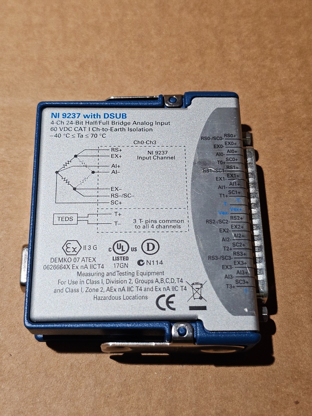 National Instruments NI 9237 DSUB 4-Ch 24-Bit Half/Full 1988550A-01L