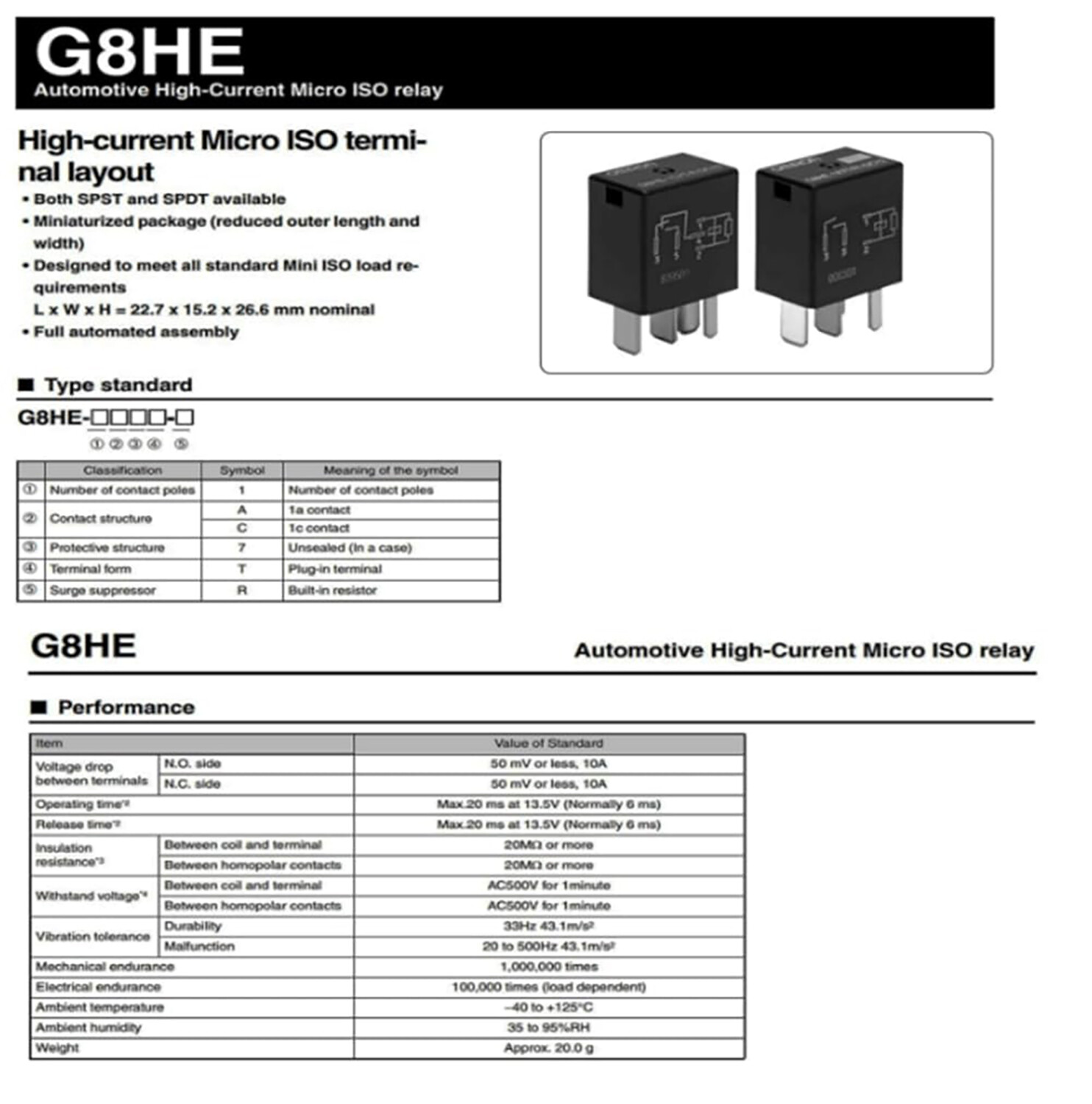 Lots of For OMRON G8HE-1C7T-R1-DC12 High Current Automobile Relays DC12V 5-Pins