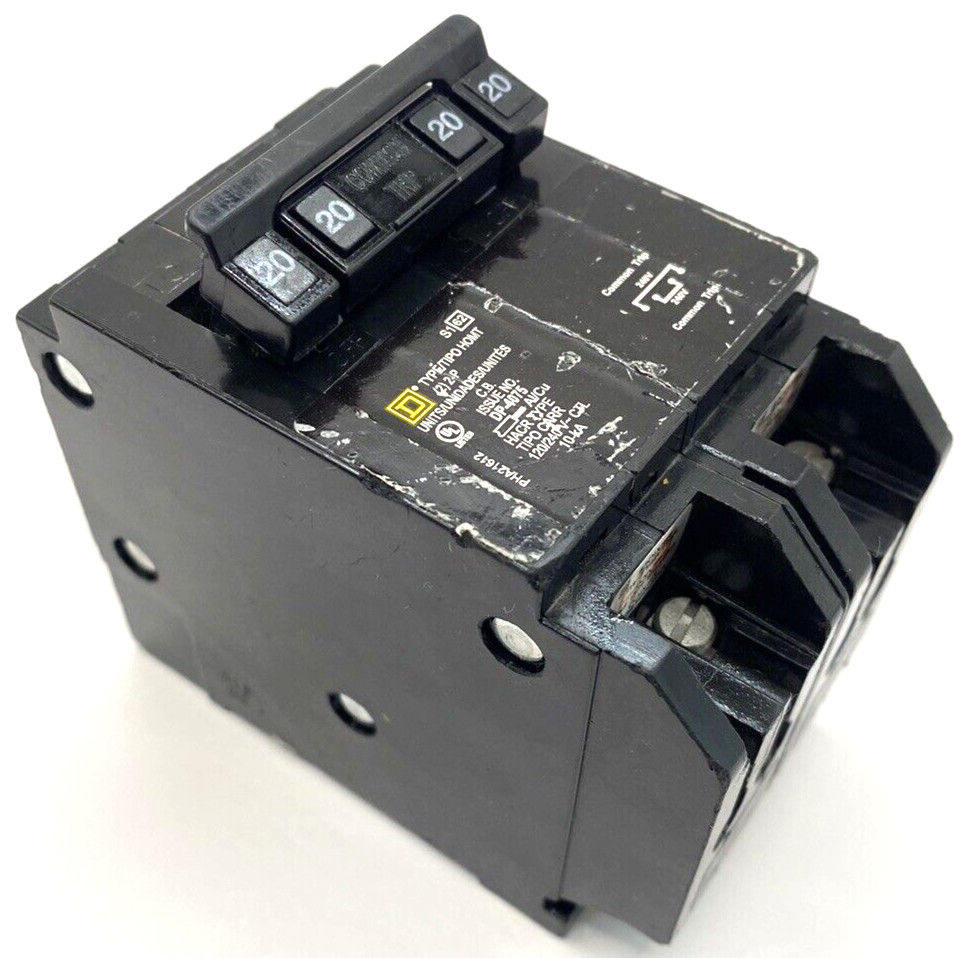 Homeline HOMT220220 Quad Two 2 Pole 20 Amp 120 240V AC Plug In Square D Breaker