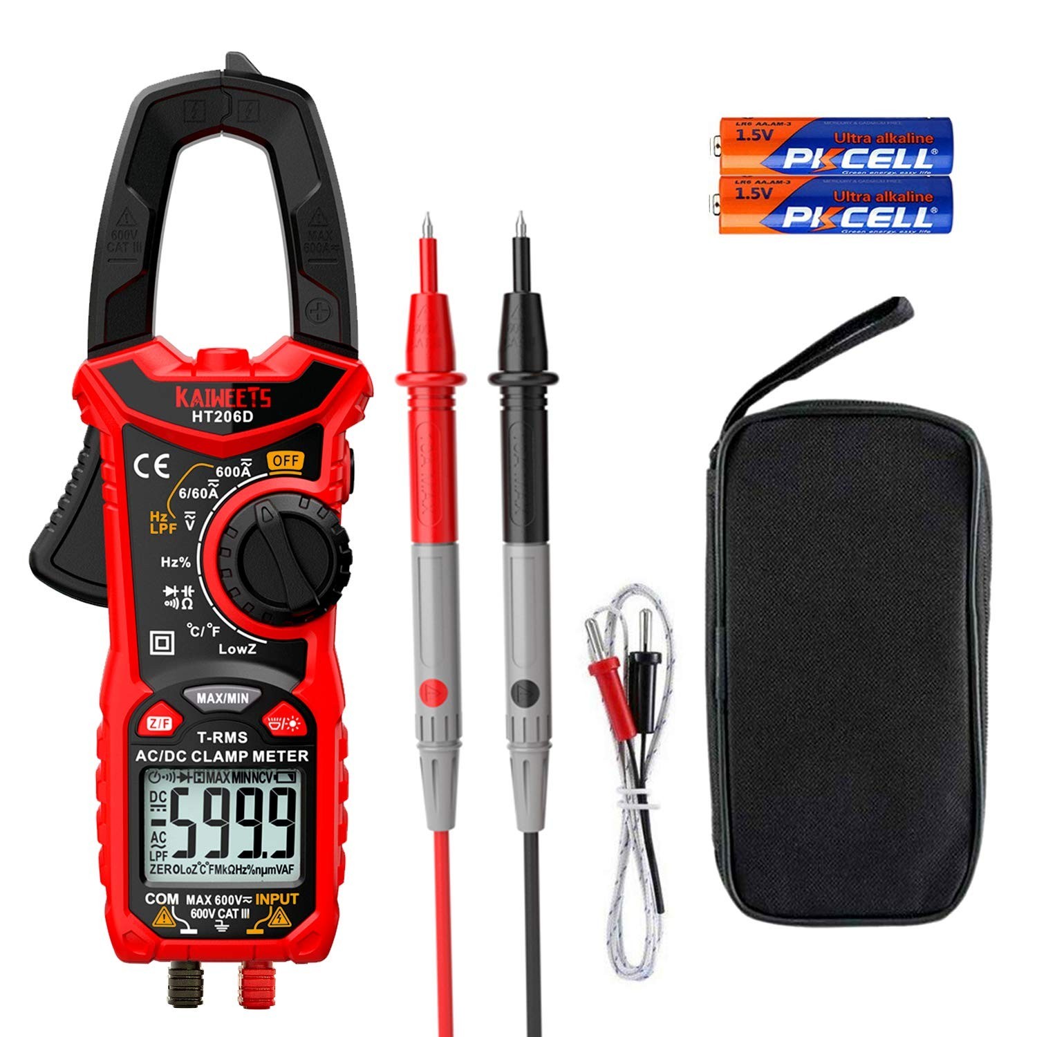 Professional Digital Clamp Meter with Two-Color Backlit LCD and Multi-Functions