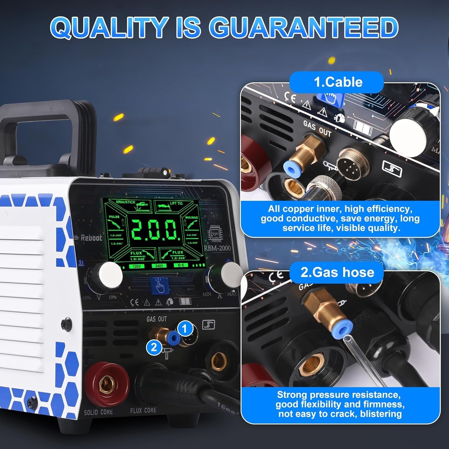 Reboot MIG Welder, 250Amp 6 in 1, 120V/240V Aluminum Multi Process Welding