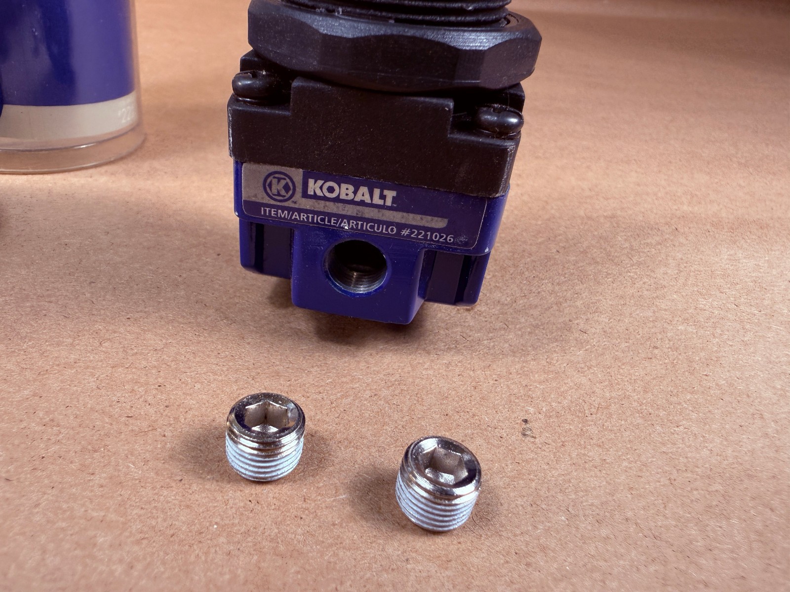 Kobalt KBA10700AV 221026 Mini Air Pressure Regulator Push Lock 125-PSI Max 125°F