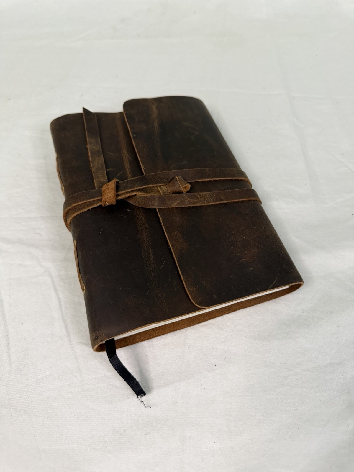 Rustic Leather Journal Notebook Wrap Tie Closure Lined Pages 8.5×6