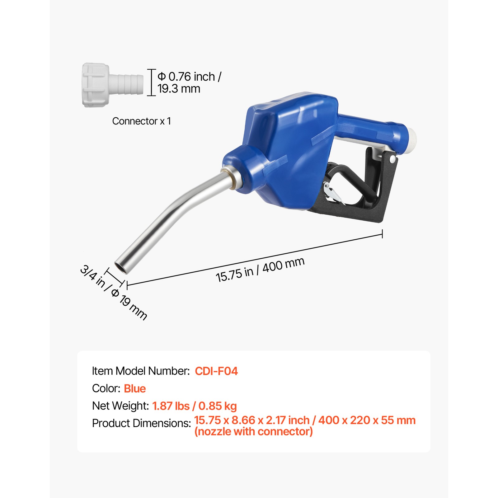 Uimoso 3/4 in Barb DEF Nozzle with Auto Shut-Off and 3/4 in Spout