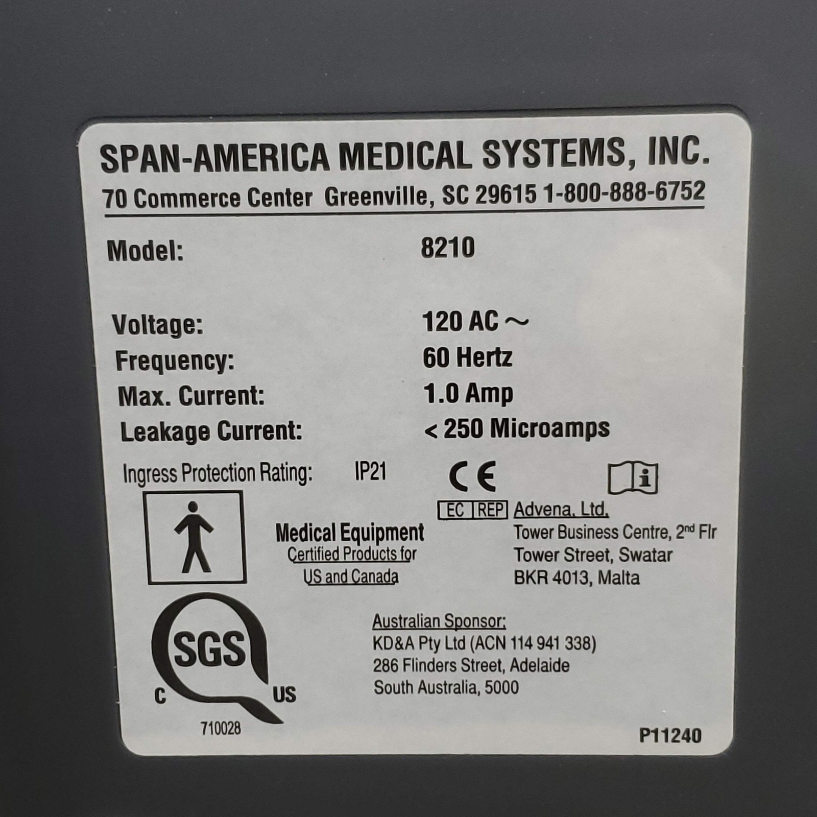SPAN AMERICA Pressure Guard Easy Air Pump 11.5″H 8210 White