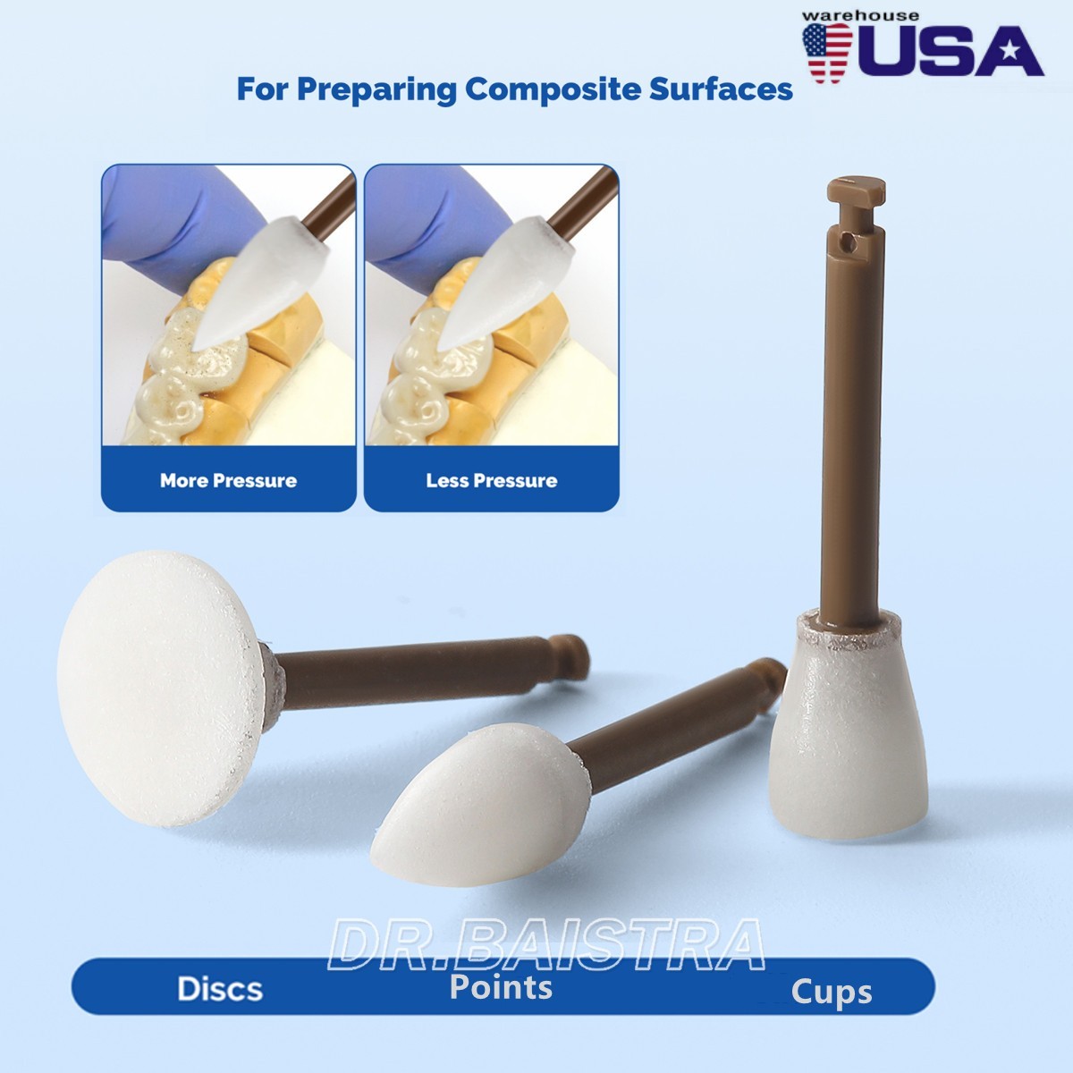 AZDENT 40Pcs Dental Composite Polishing Finishing Finisher Cups/Points/Disc