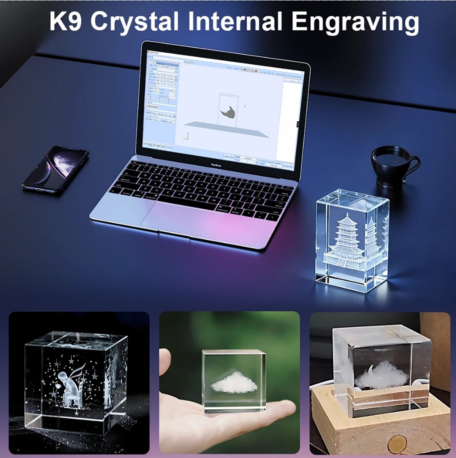 CRS 10W UV Laser Marking Fine Engraver On Glass Wood 3D Inner Crystal Machine