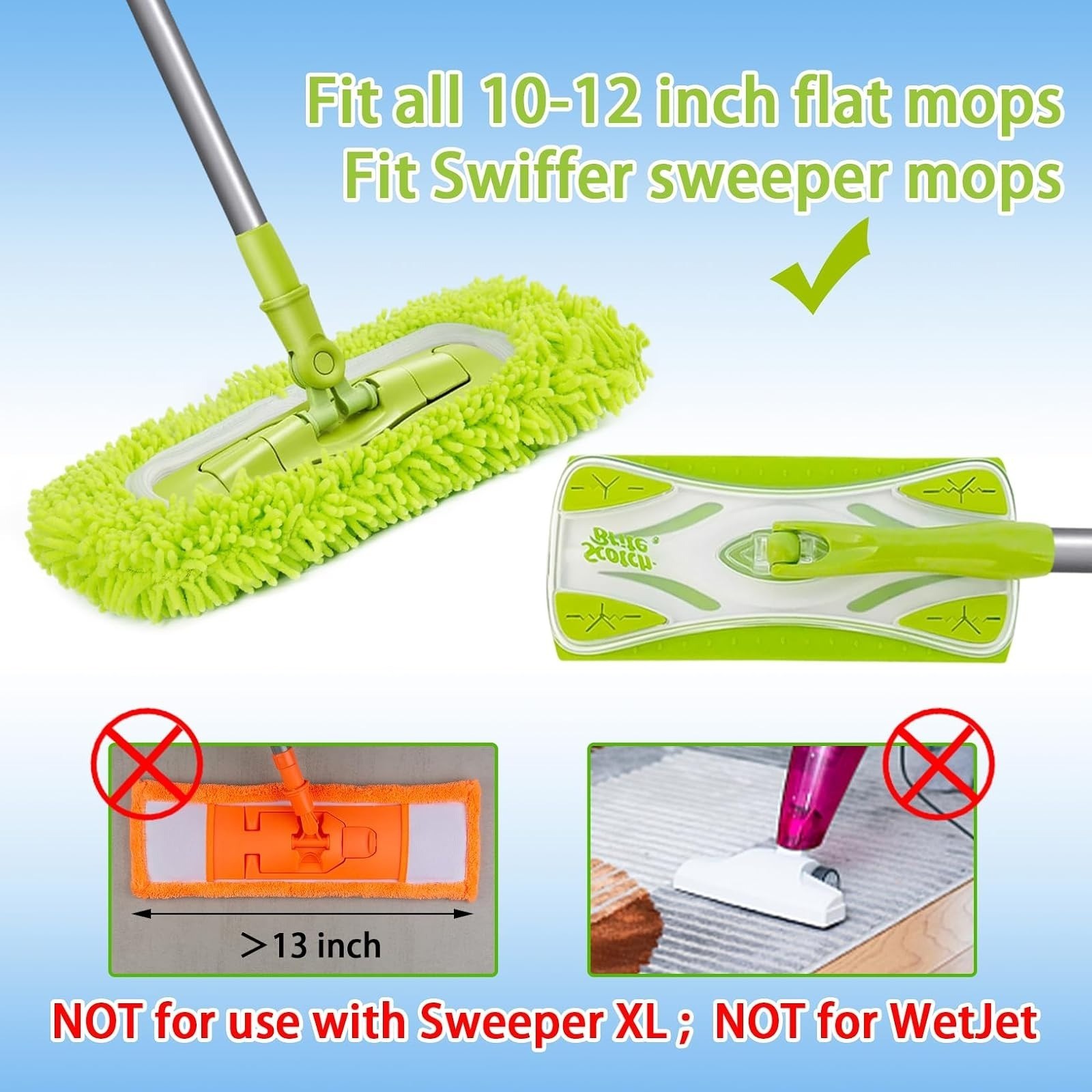 Reusable Microfiber Mop Pads Wet/Dry 4 Pack for Swiffer Sweeper