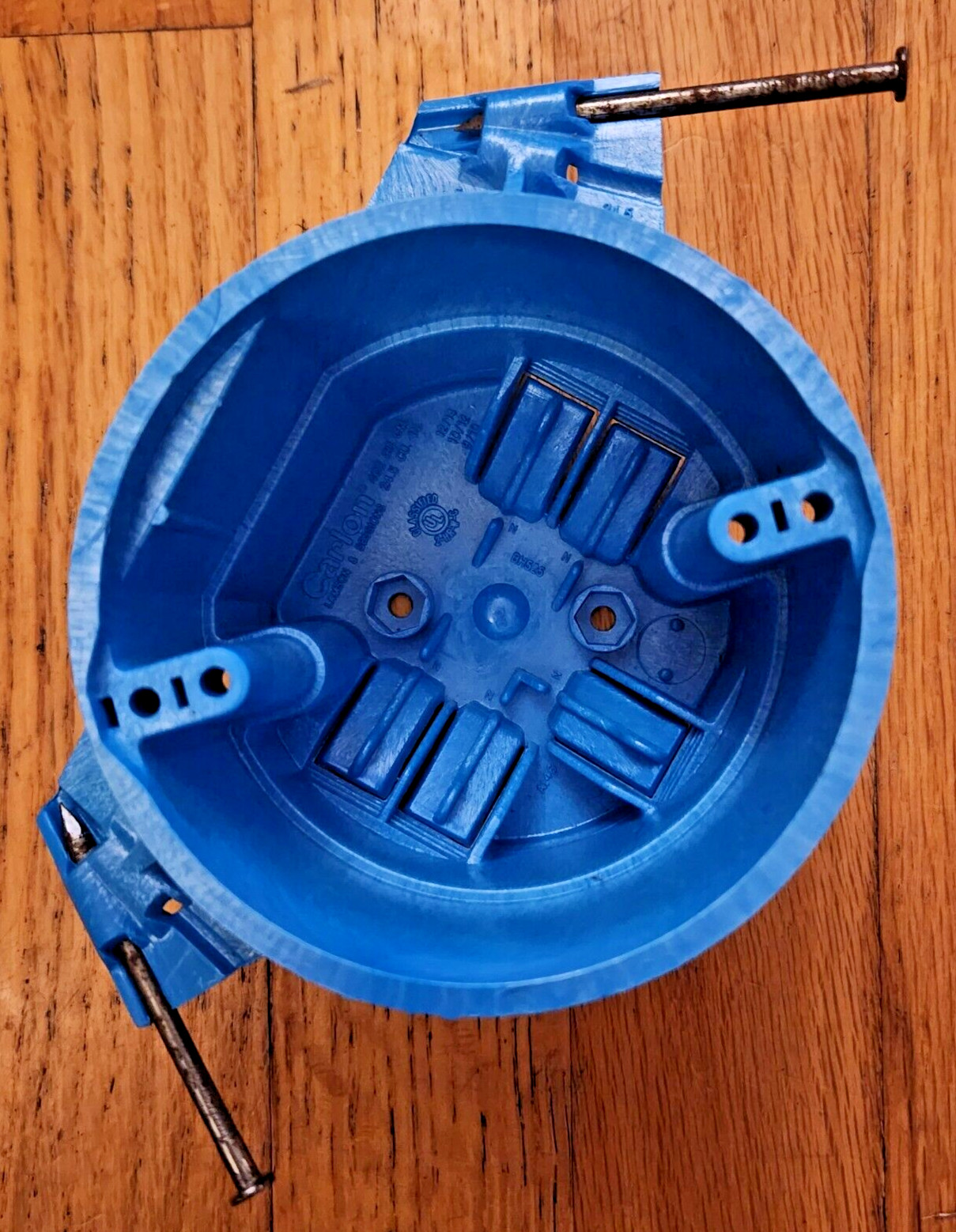 Carlon 24.5 cu in Round Thermoplastic Electrical Ceiling Box Blue