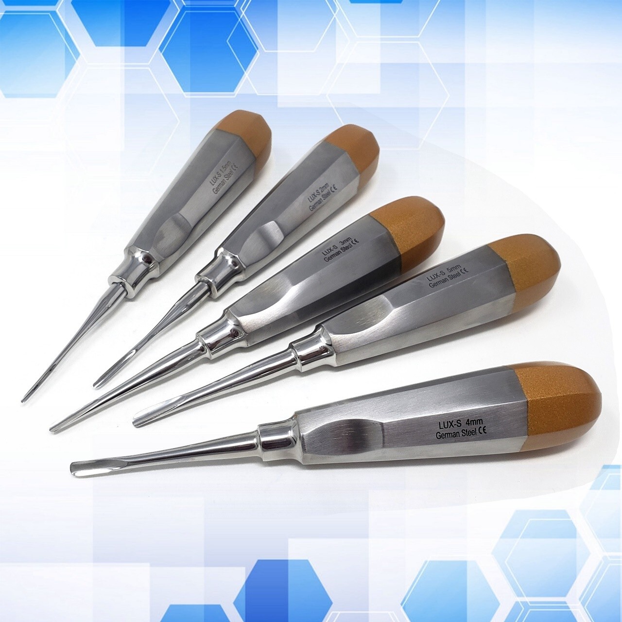 GERMAN 5 PC STRAIGHT DENTAL SURGERY EXTRACTING LUXATING APICAL ROOT TIP ELEVATOR