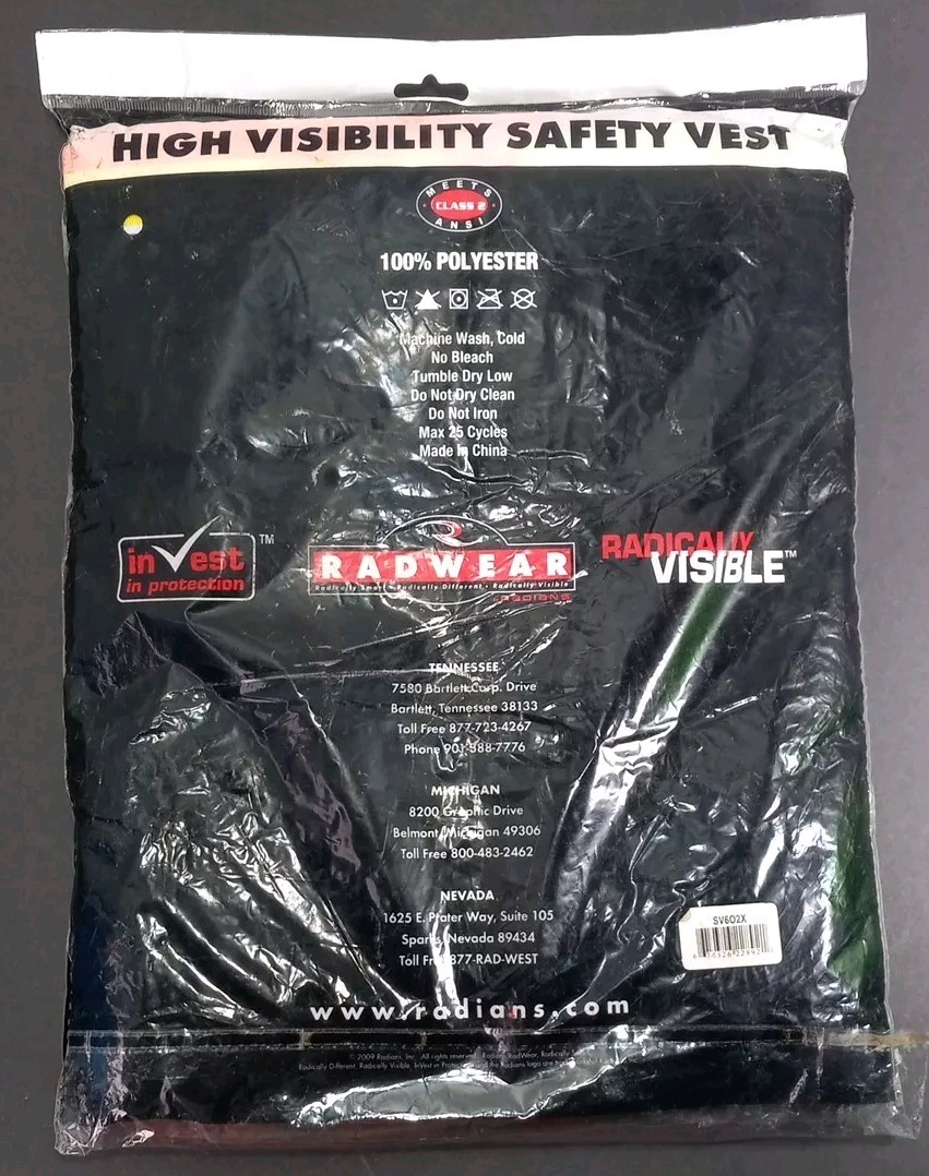 RADIANS SV60 2X Class-2 /Level-2 / Two Tone Hi~Visibility ORANGE SAFETY Vest NWT