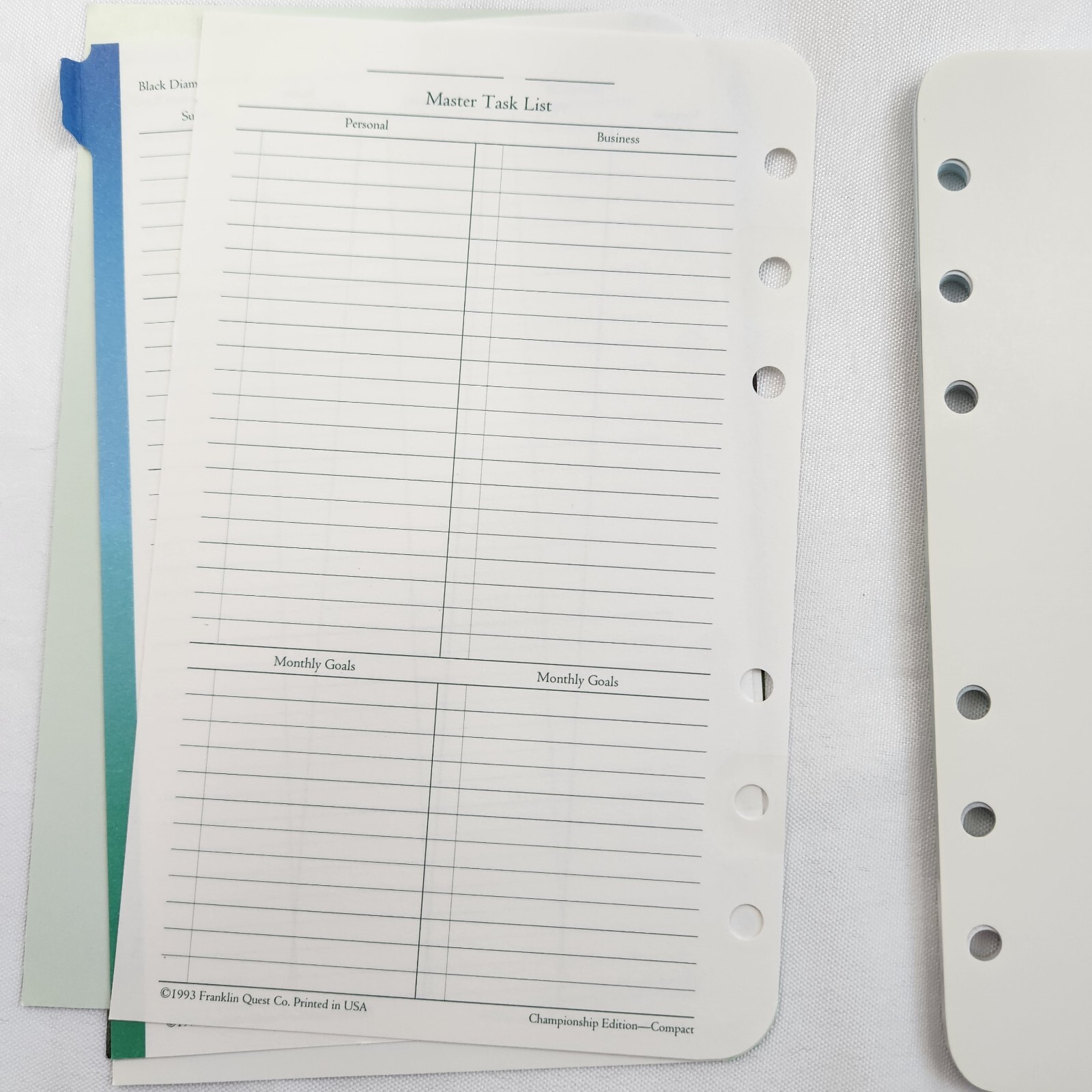 1 Undated Month Generic Calendar Franklin Covey Compact Size Pages Refill Paper