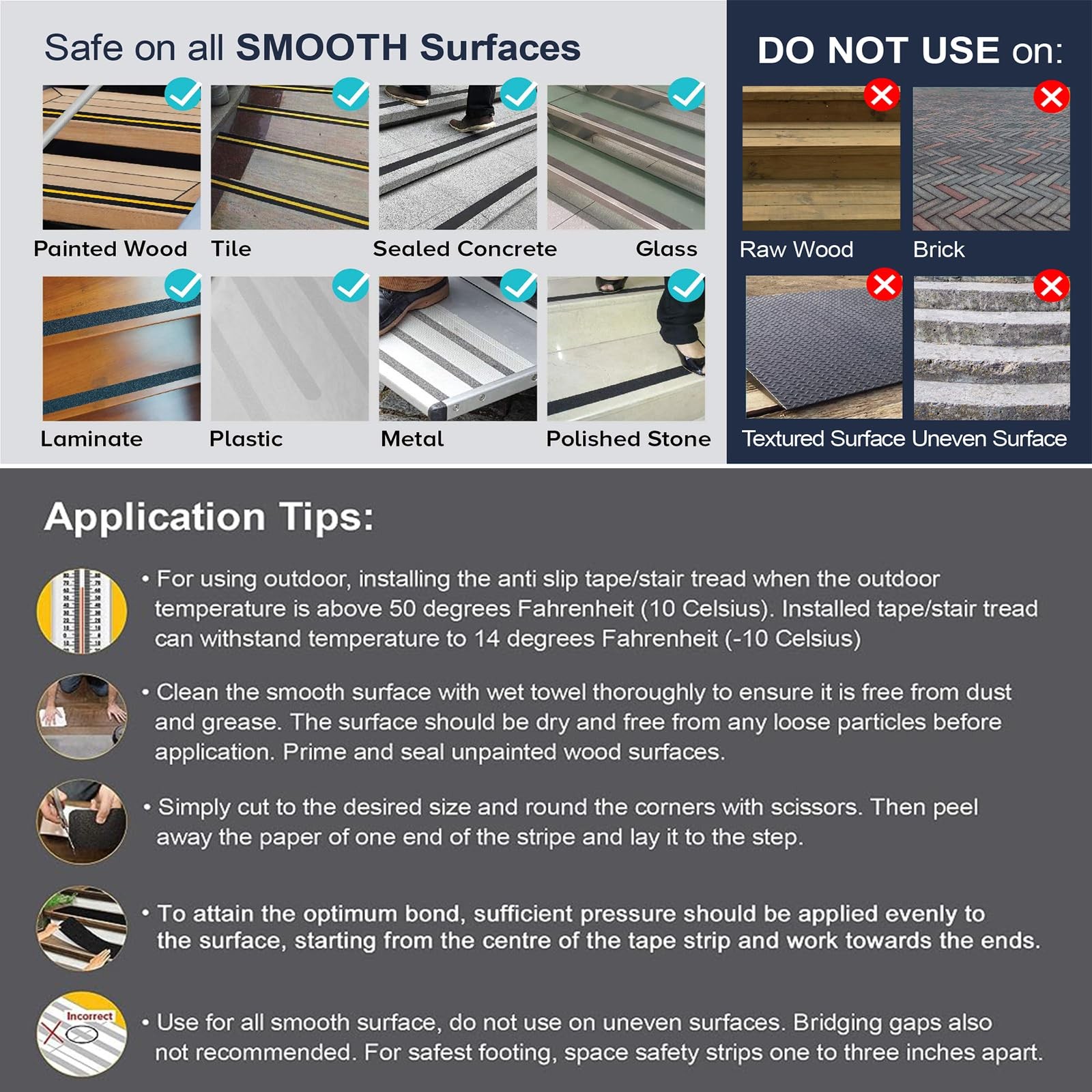 Anti Slip Tape, 4 Inch x 42 Ft Grip Tape for Stairs Outdoor/Indoor, Waterproof N