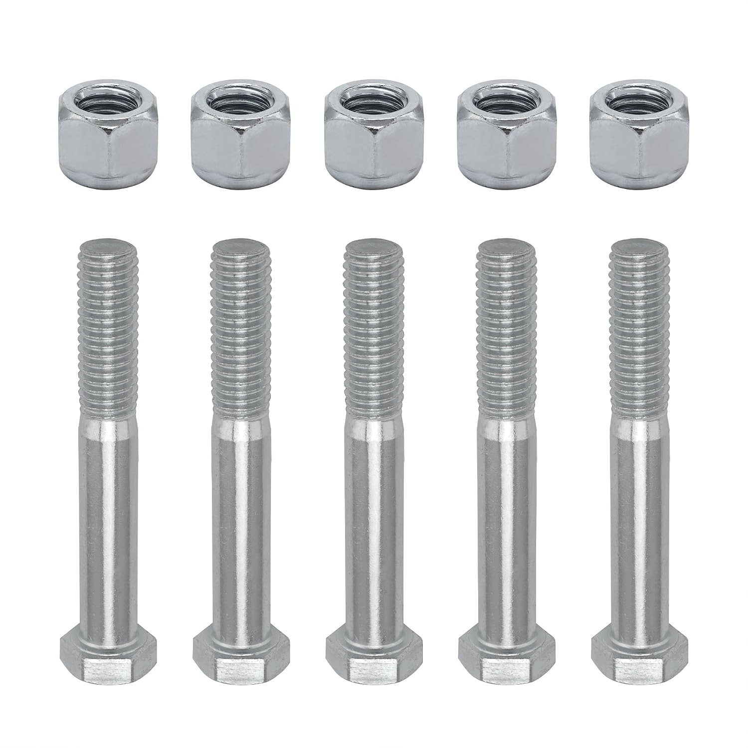 Grade 2 Shear Bolts for Rotary Cutters 1/2″ x 3-1/2″ with Nylock Nuts – 5 Pack