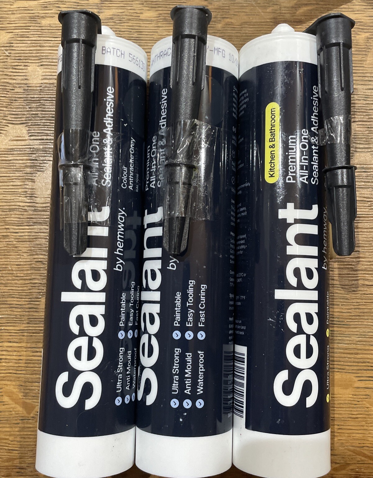 3 Pack Assortment Hemway Hybrid Polymer Construction Sealant Adhesive