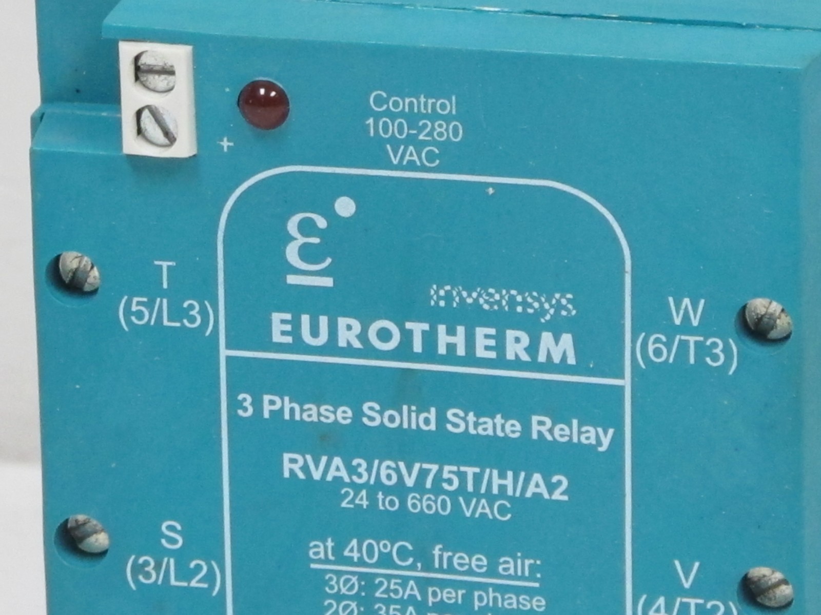 EUROTHERM RVA3/6V75T/H/A2 3 PHASE SOLID STATE RELAY,USED,25AMP