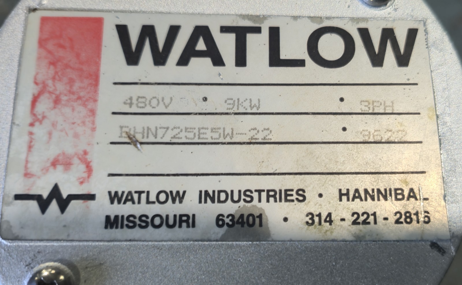 Watlow BHN725E5W-22 480V, 9,000W 9KW, NEW