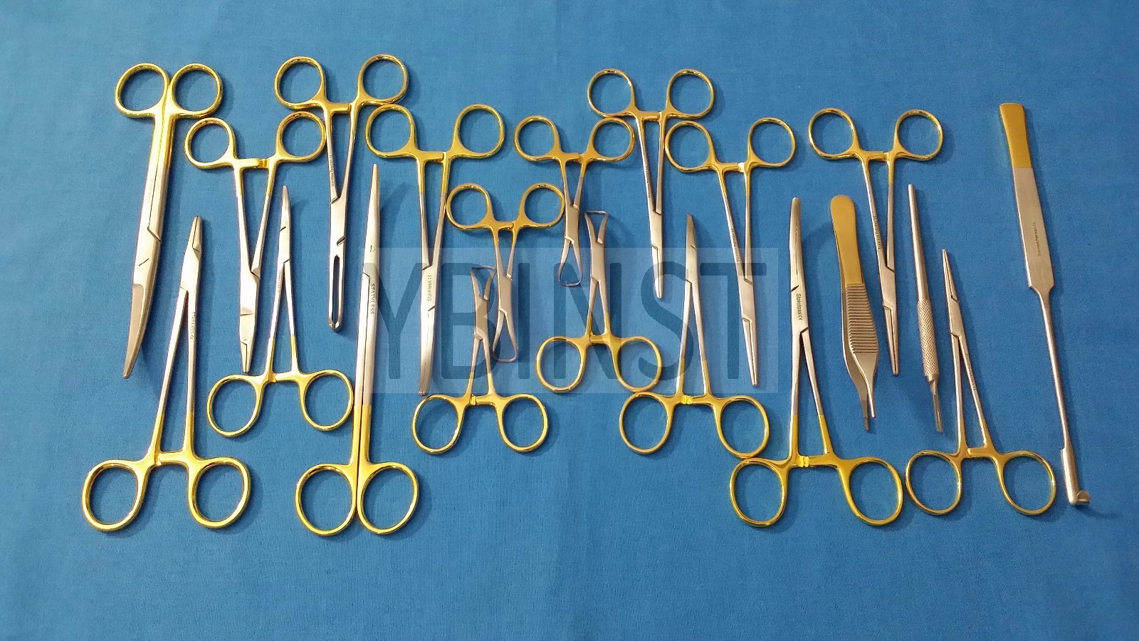 SET OF 20 PCS GOLD HANDLE T/C FELINE SPAY PACK SURGICAL INSTRUMENTS KIT
