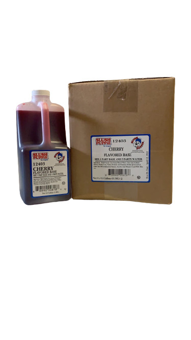 Slush Puppie Cherry Flavored Base 6 – .5 Gallons Yeilds 18 gallons. The Original