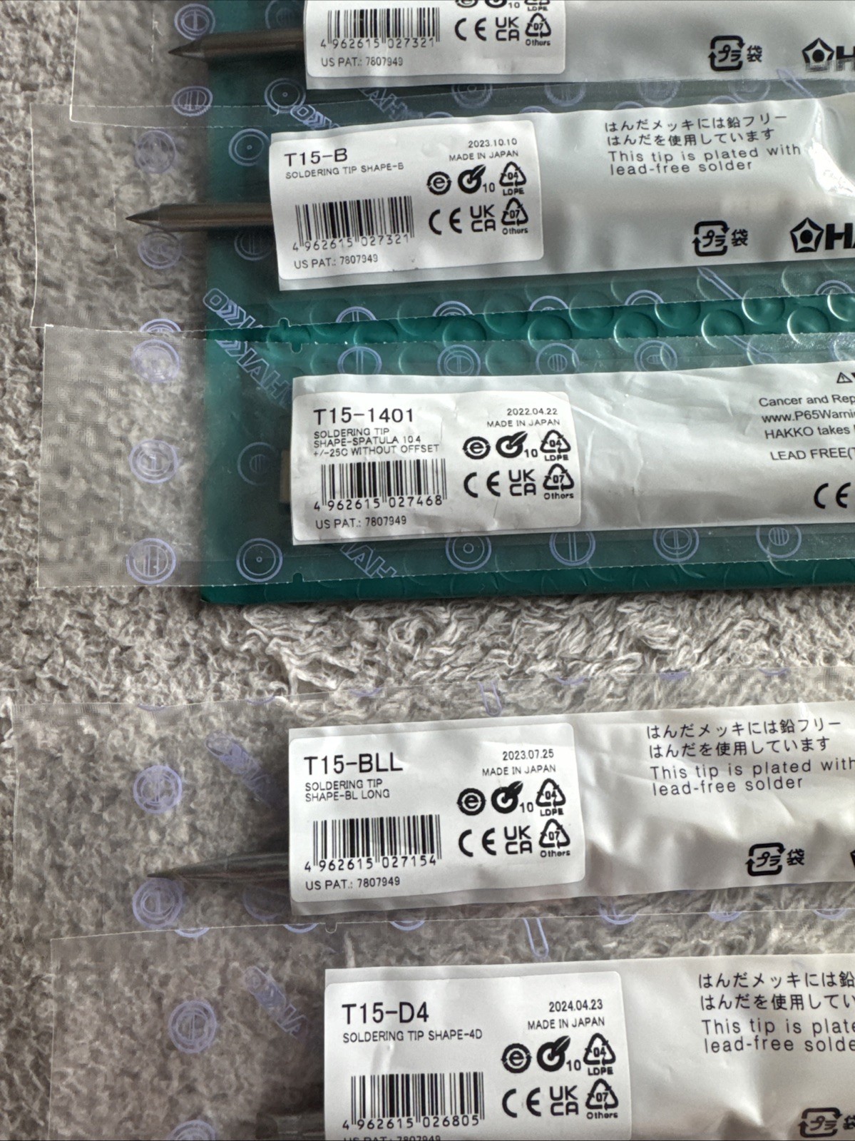 NEW Lot of 5 Hakko T15-D4 B BLL Soldering Tips Conical 1 Grip B3217