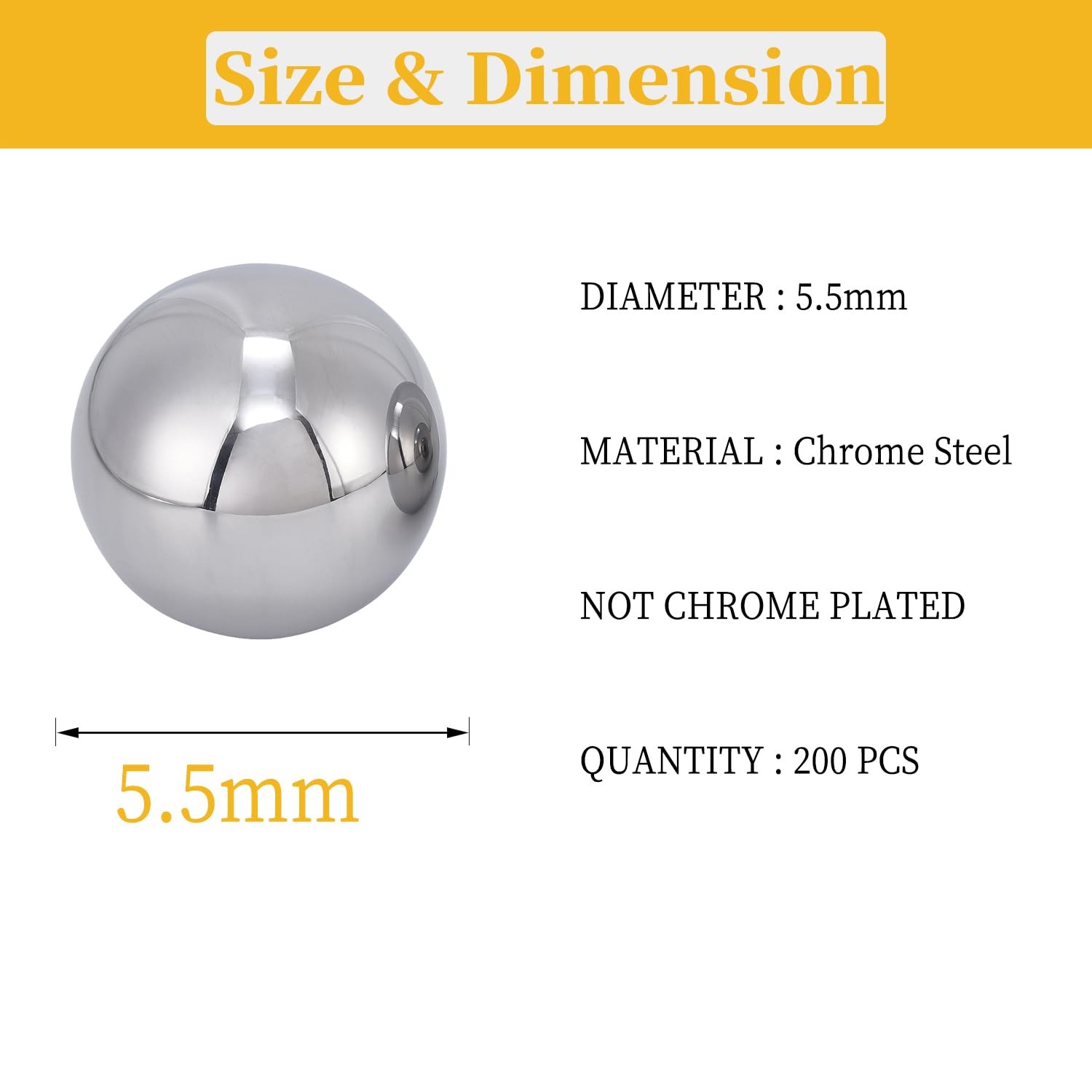200 PCS 5.5mm Diameter Hardened Chrome Solid Steel Bearing Balls, Vigorous Pr…