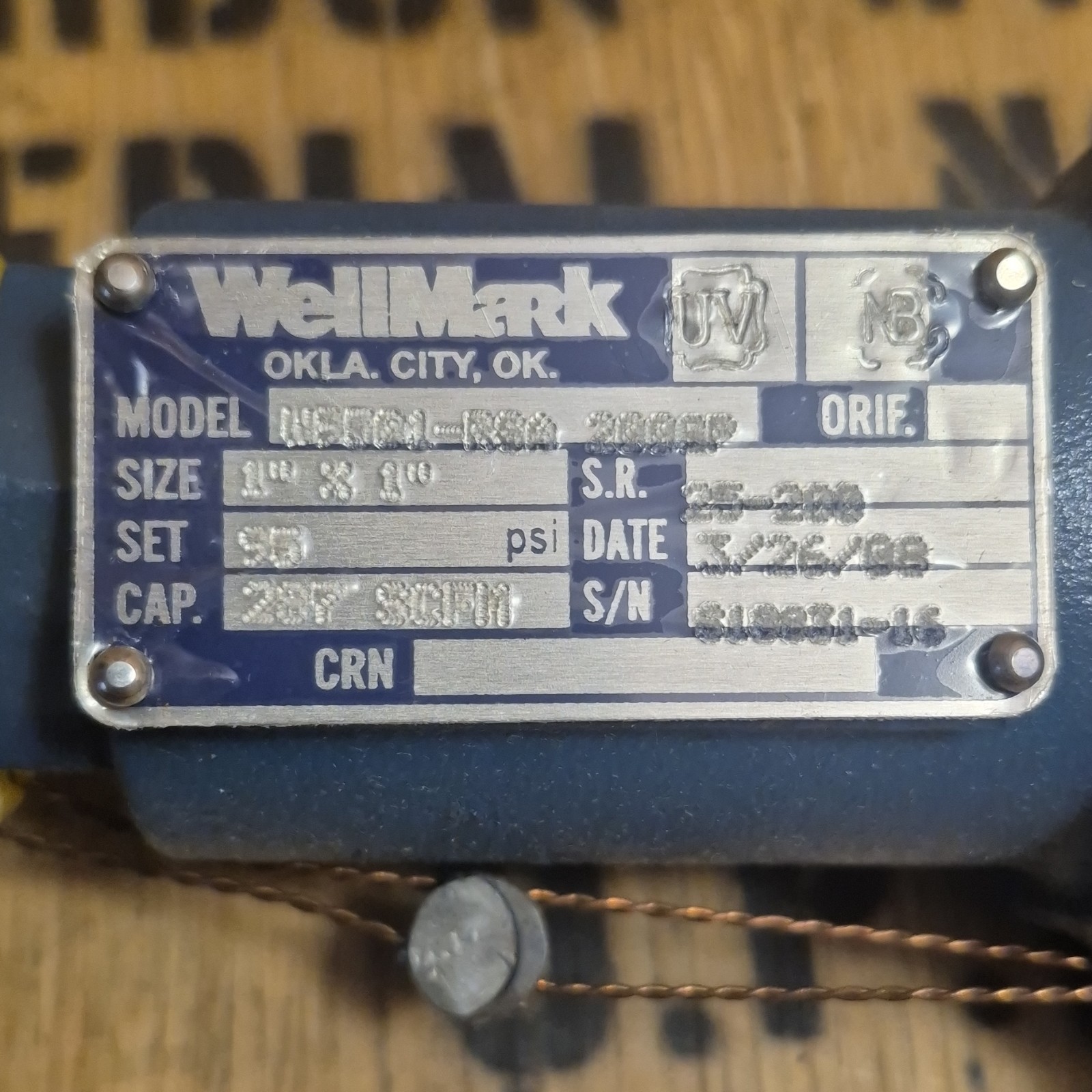 WellMark W9501-RSA 1″ Carbon Steel Safety Relief Valve 95 PSI Air Water