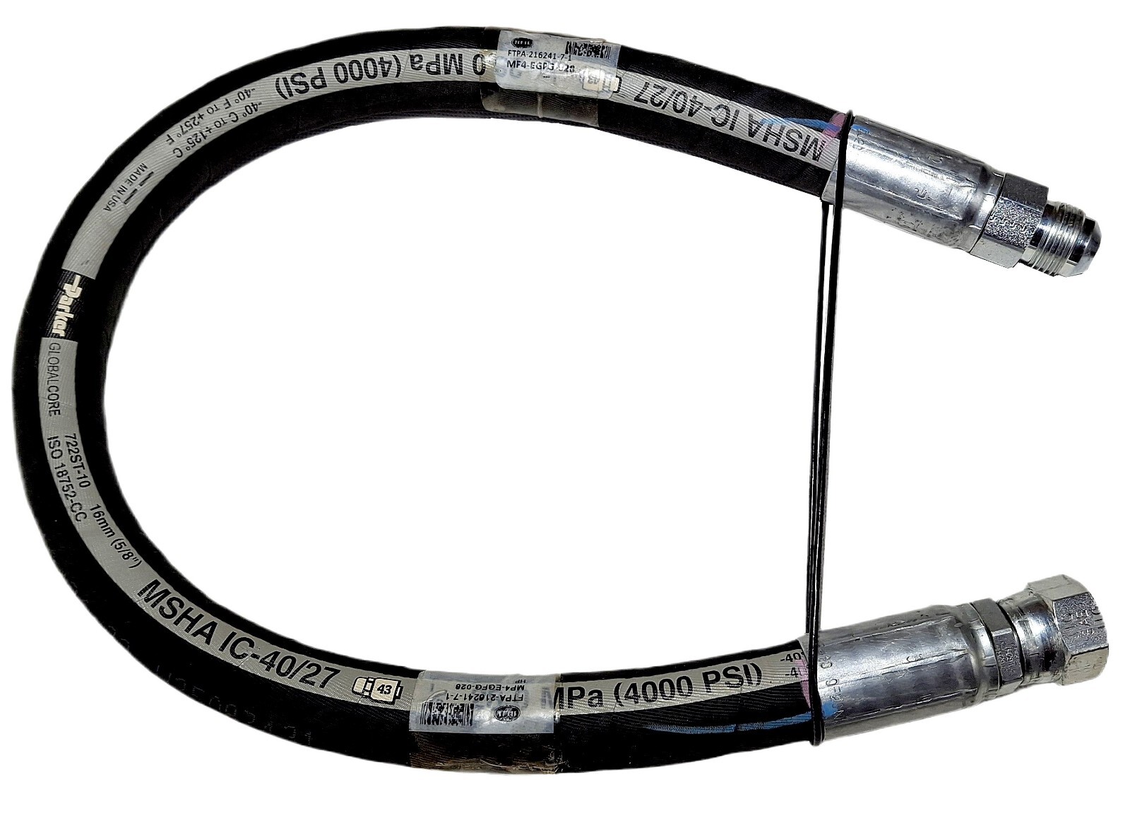 Parker Hydraulic Hose Assembly 5/8″ 28″ JIC F #10, JIC M #10, Read Description