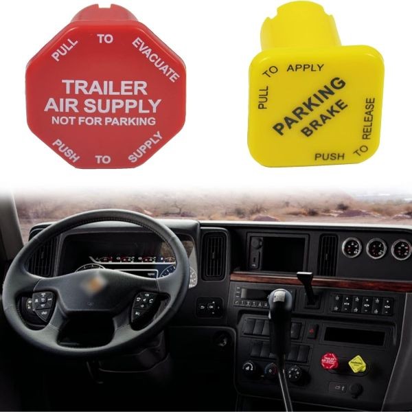 Parking Brake and Trailer Air Supply Mv-3 Knob Yellow & Red Replace 298818 29881