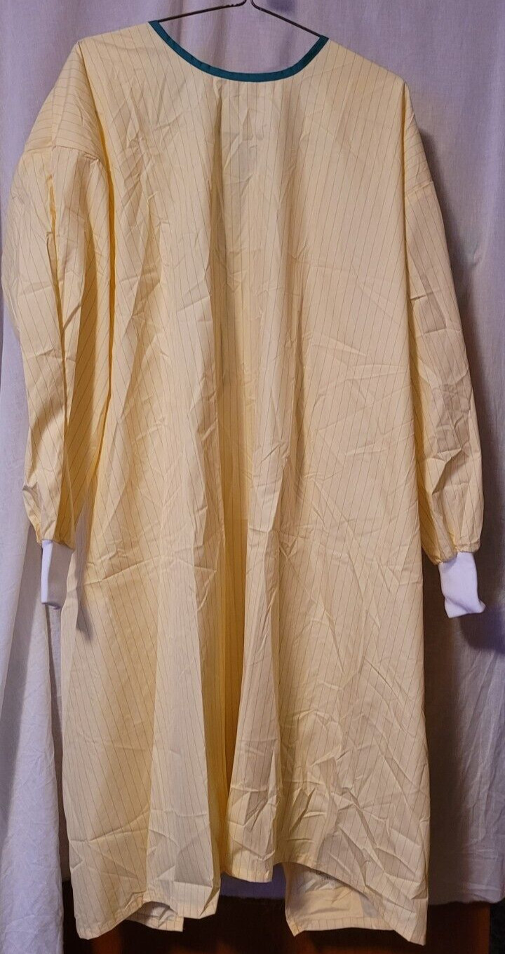New Folded Surgical Gown Light Yellow Dark Pinstripe Healthcare Nonporous Fecal