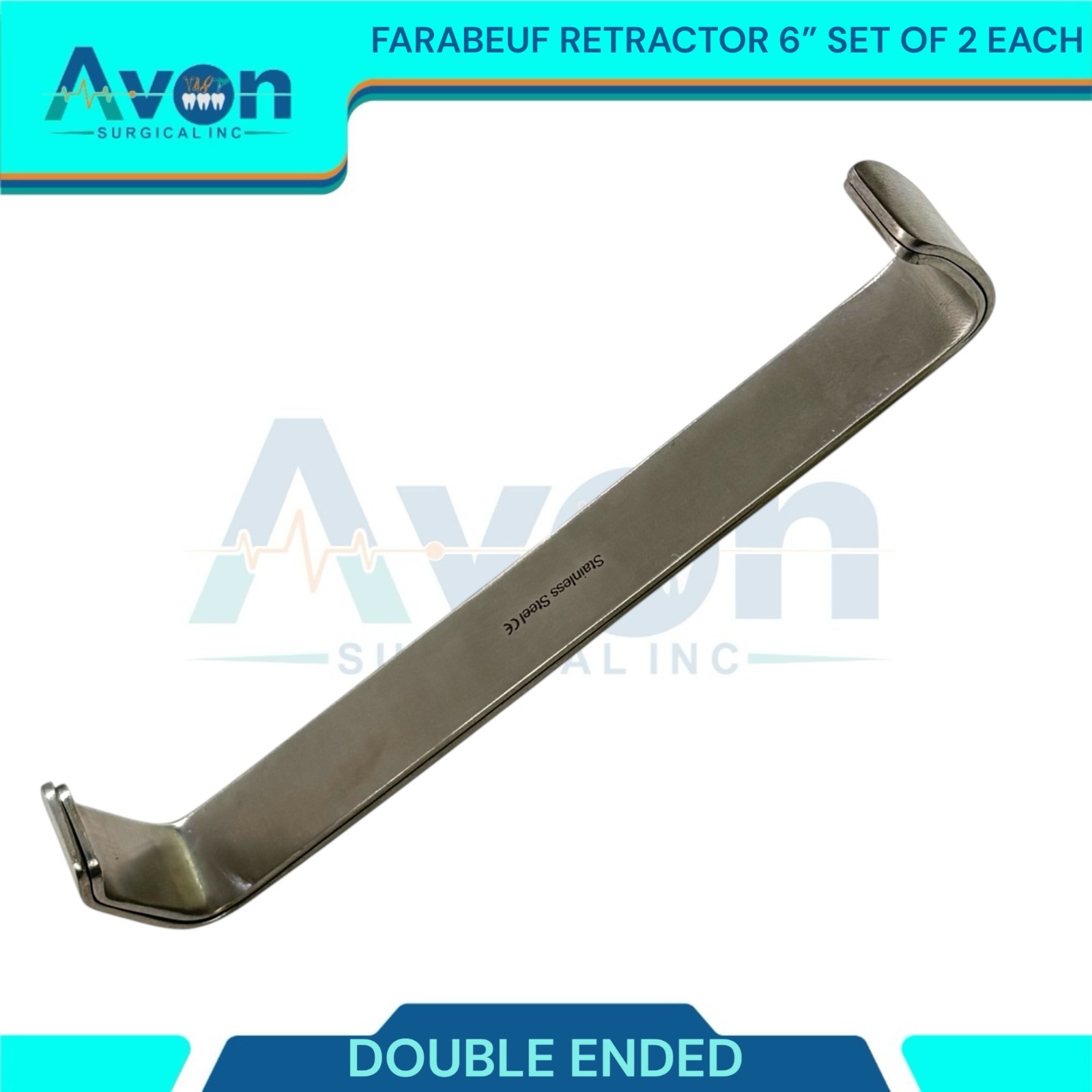6in Farabeuf Retractor – Double Ended – Satin Stainless Steel – Set of 2