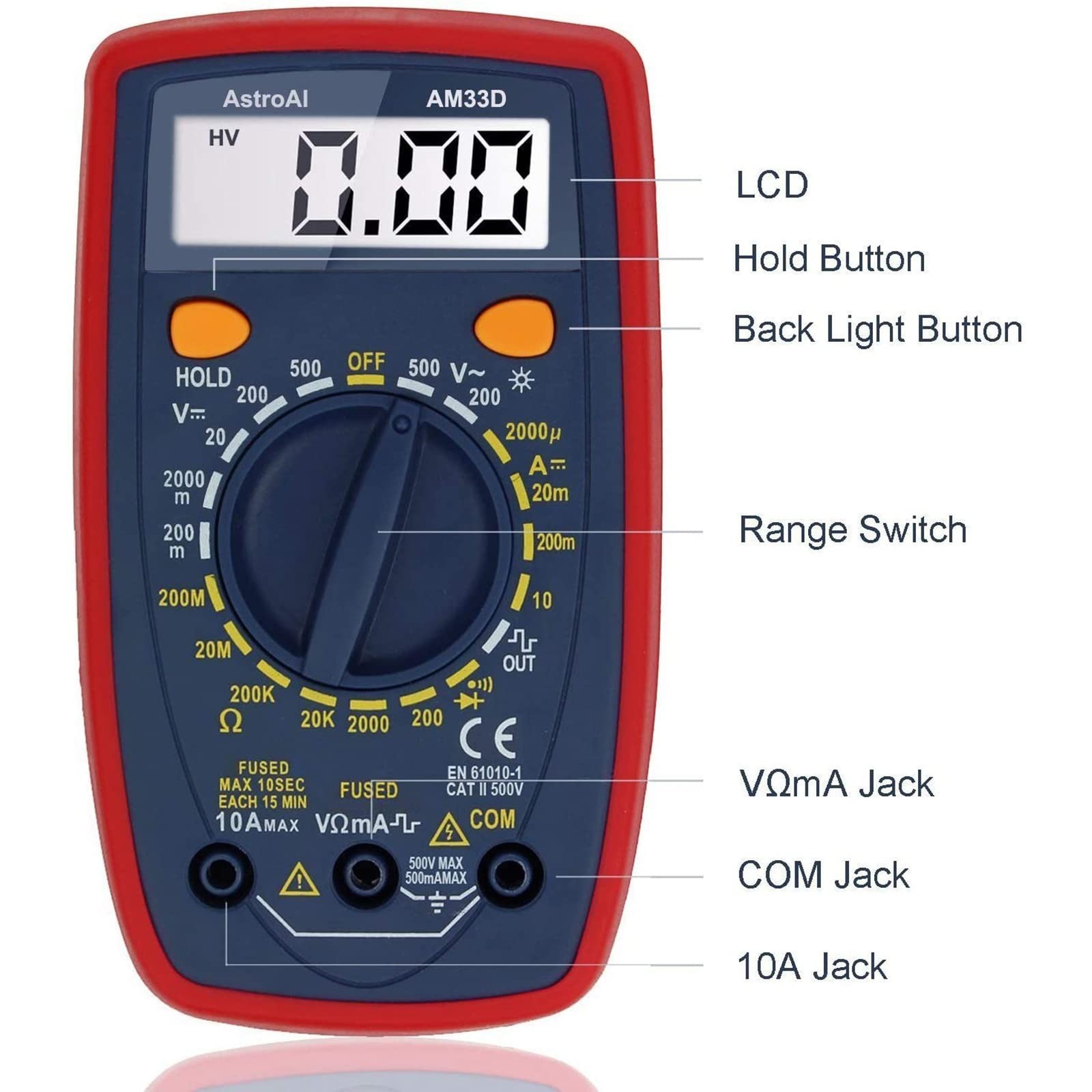 AstroAI Digital Multimeter 2000 Counts AC/DC Voltage Tester