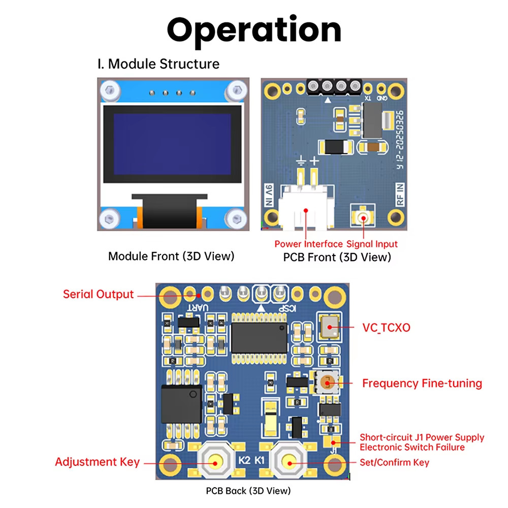 1Khz-100Mhz Frequency Meter 0.96-inch OLED Frequency Display Frequency Counter