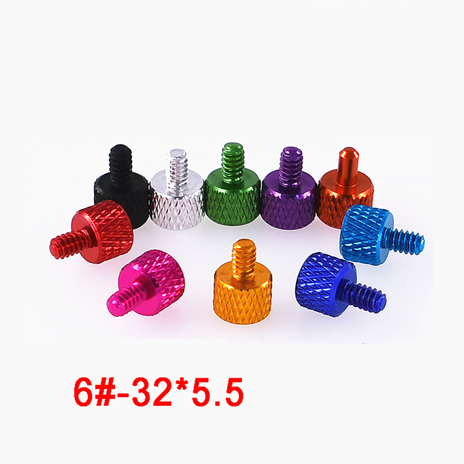 UNC 6#-32*5.5 Aluminium Anodised Knurled Thumb Screws Flat Head Hand Grip Bolts