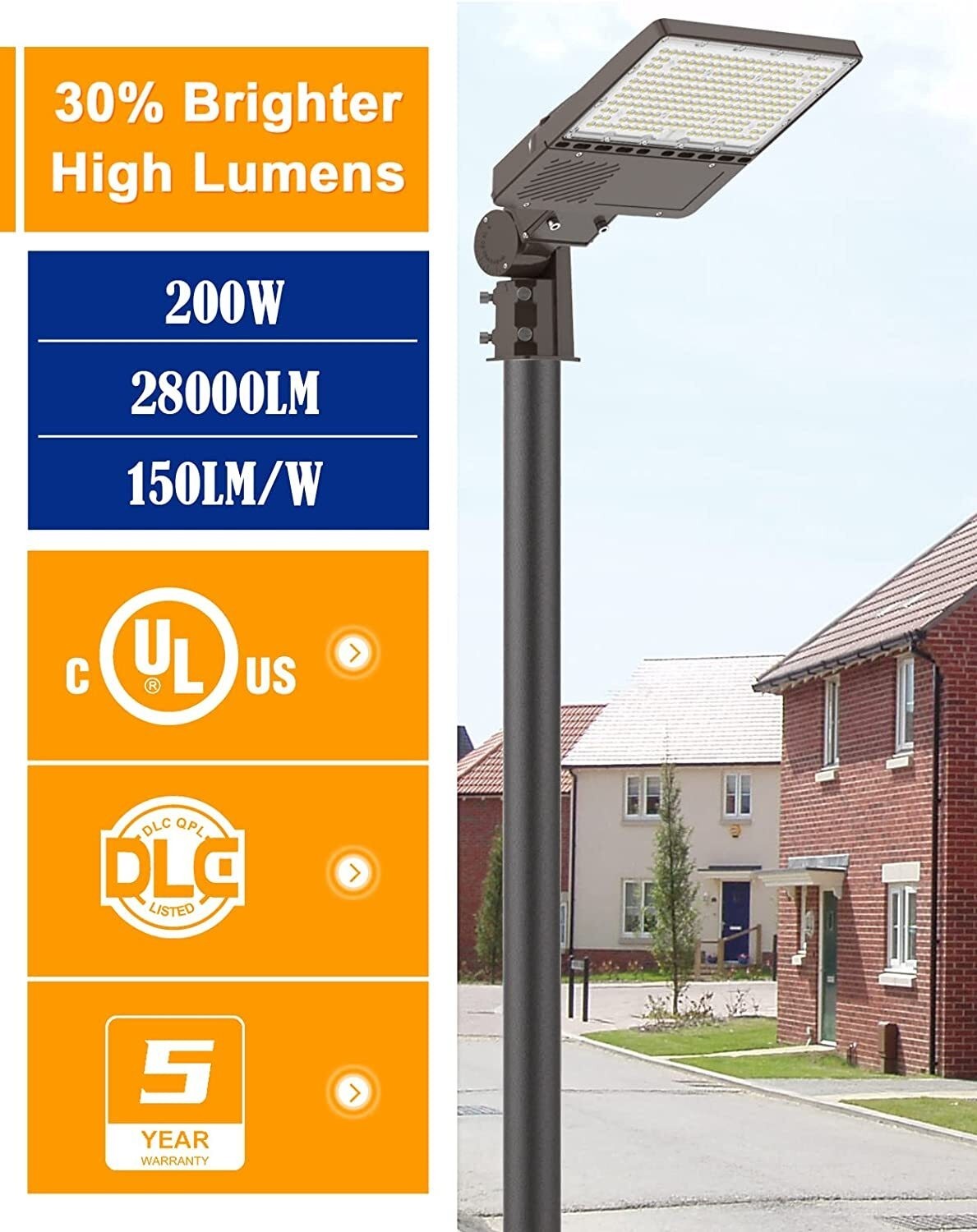 LED Parking Lot Lights 200W 28000LM 2 Pack Slip Fitter Mount Dusk to Dawn IP65