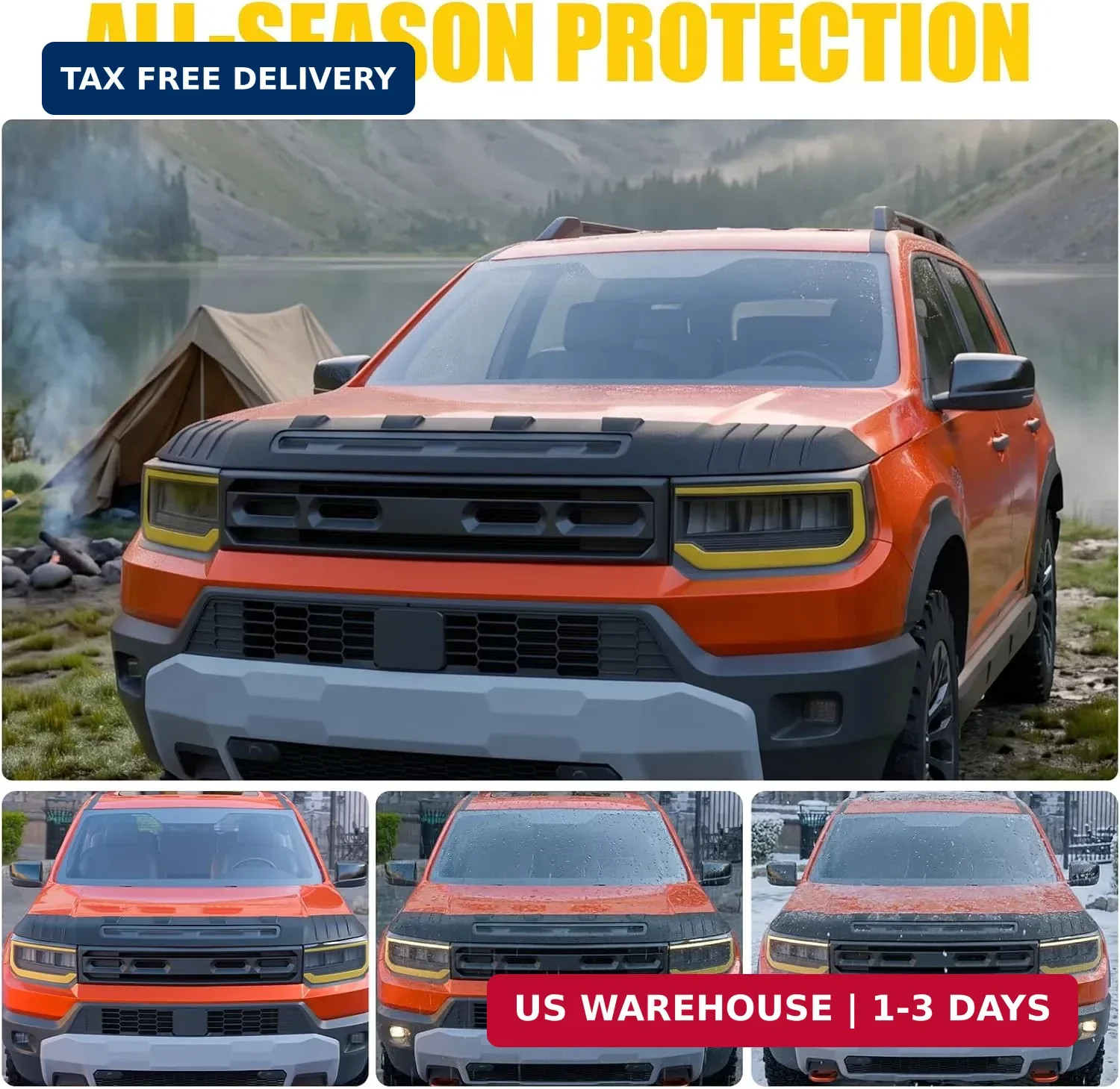TPE Hood Protector Compatible with 2026 Honda Passport 4th Gen | Matte Black Fle