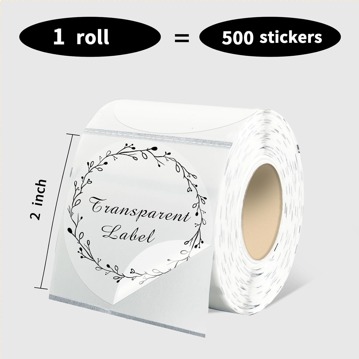 2″ Round Transparent Thermal Label Stickers,Self-Adhesive Direct Clear Therma…