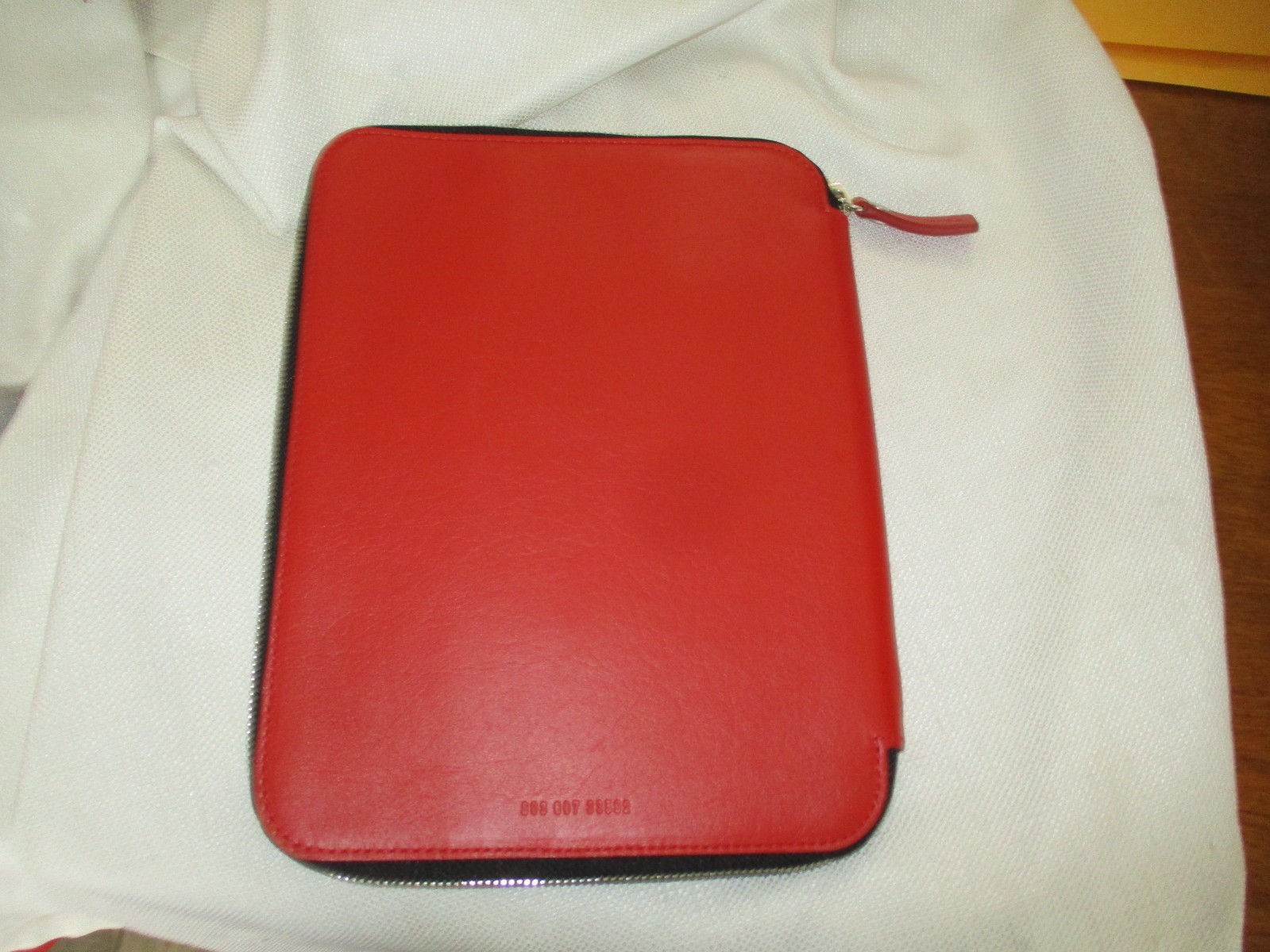 Shinola zip around genuine Leather tech portfolio case organizer red 7.5×10.5″