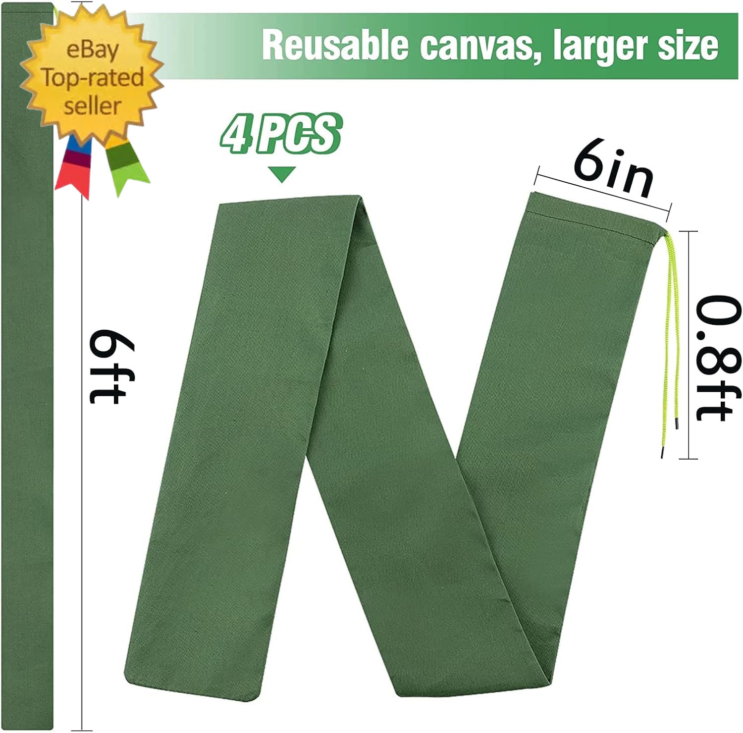 4 Pcs 6′ × 6″ Long Sand Bags for Flooding – Thickened Canvas Flood Protection